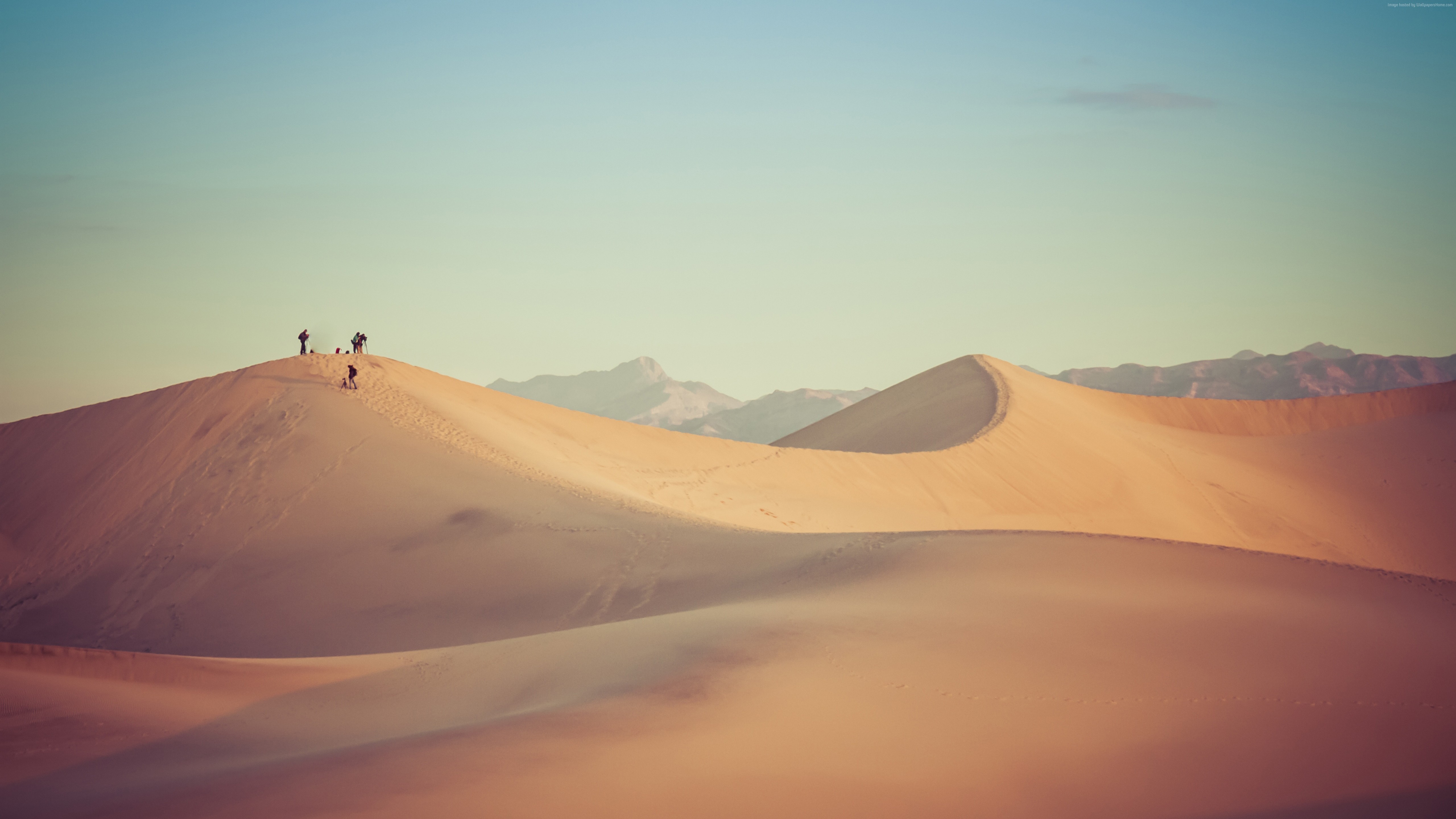 People on Sand Dunes in Desert HD Wallpaper