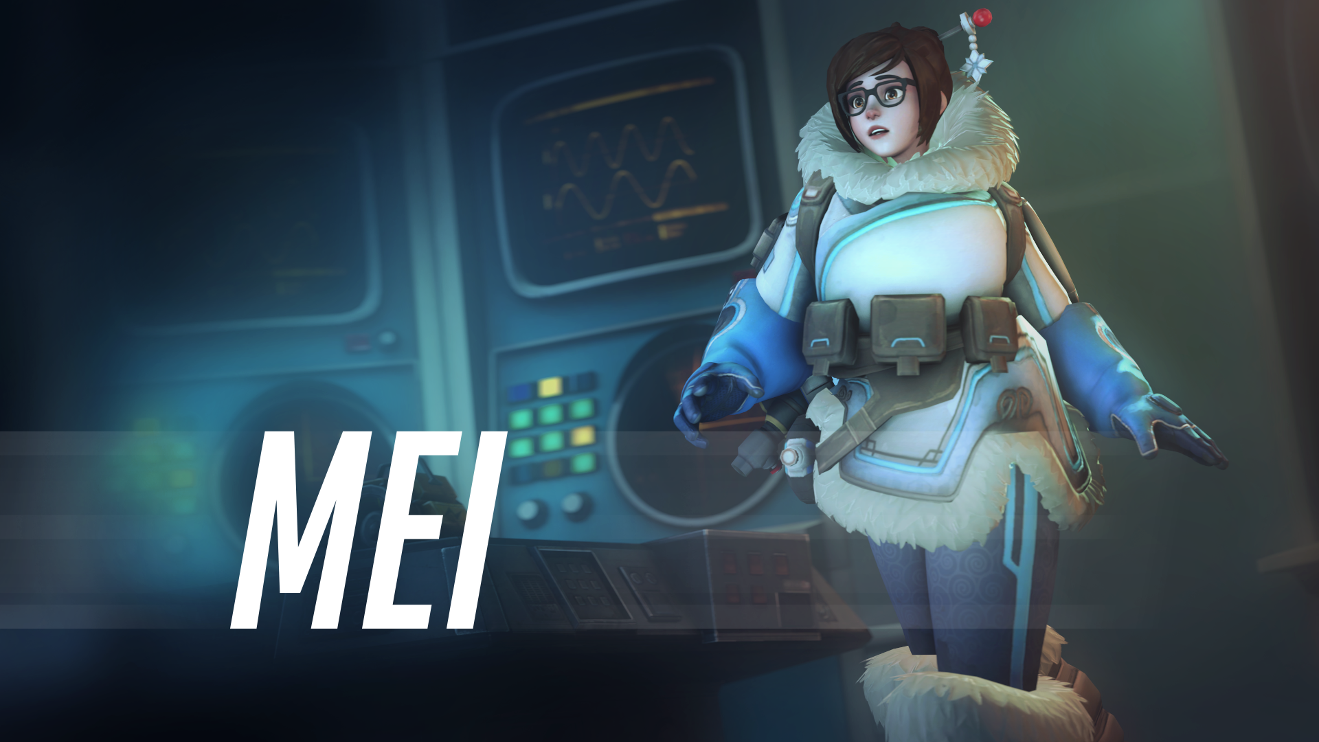Mei from Overwatch in a laboratory HD Wallpaper