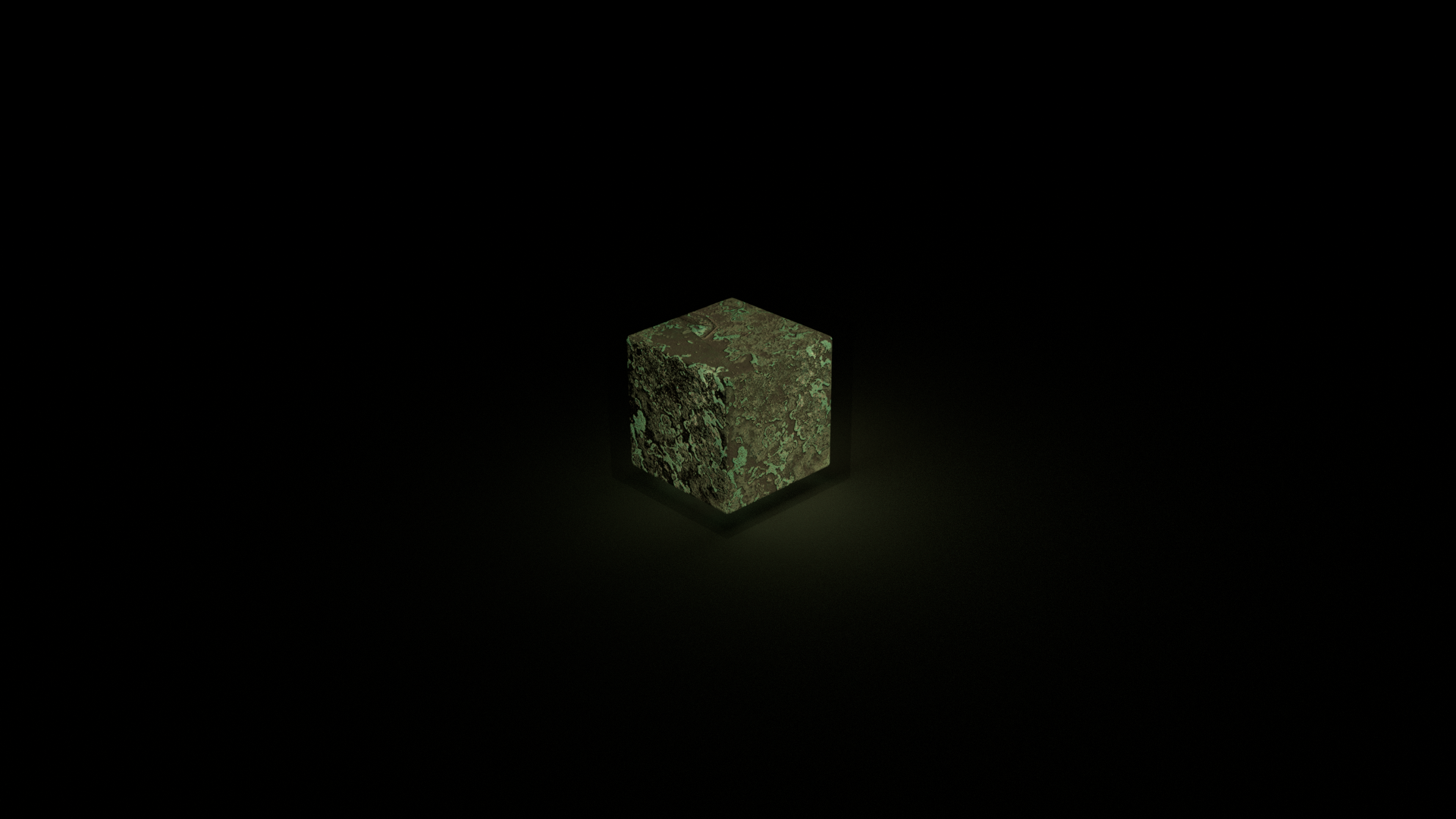 A glowing cube in darkness HD Wallpaper