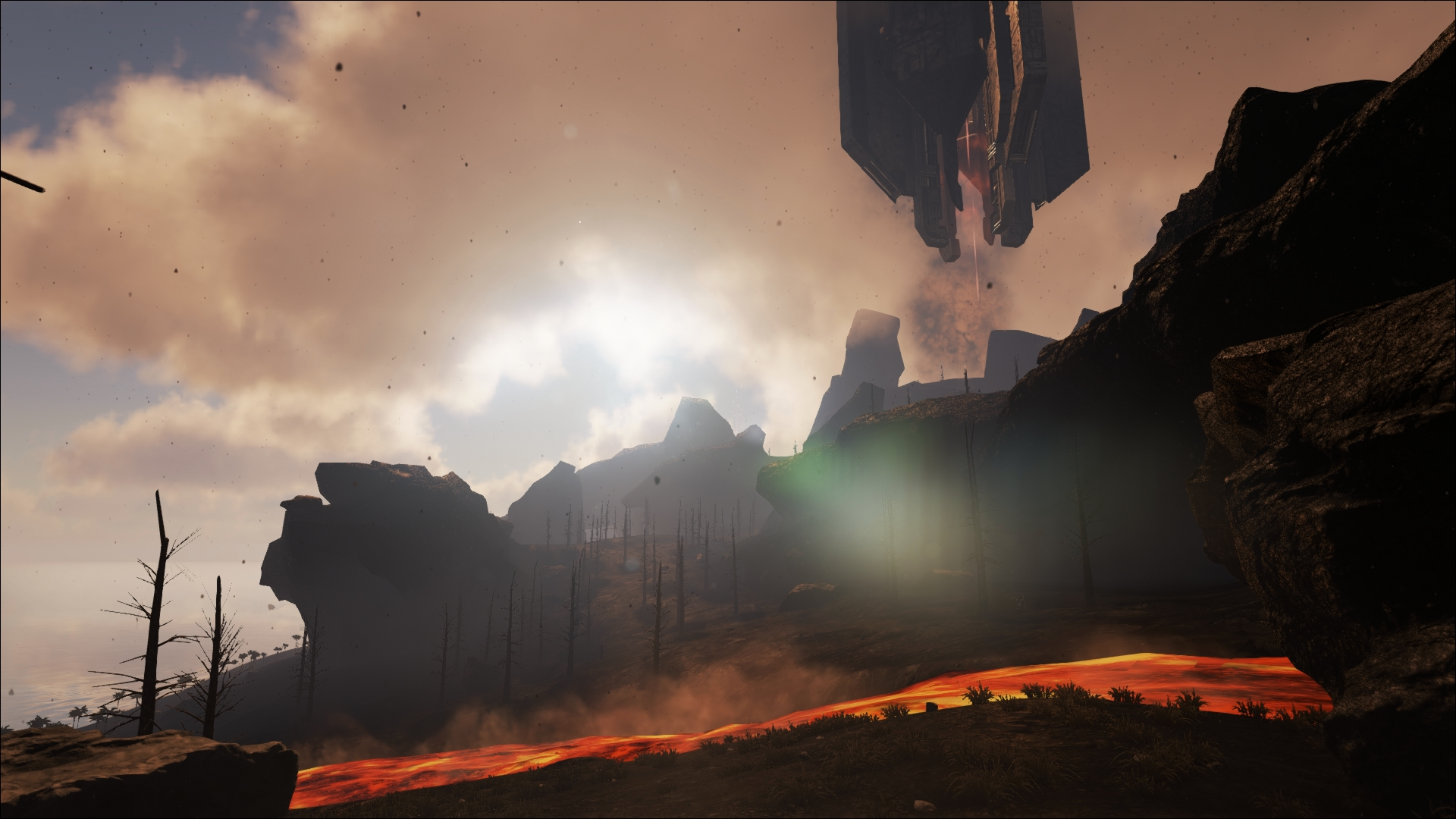 Ark Survival Evolved screenshot with lava and alien structure HD Wallpaper