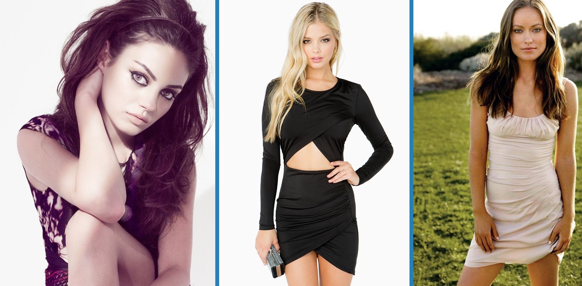 Mila Kunis, model in black dress, Olivia Wilde HD Wallpaper