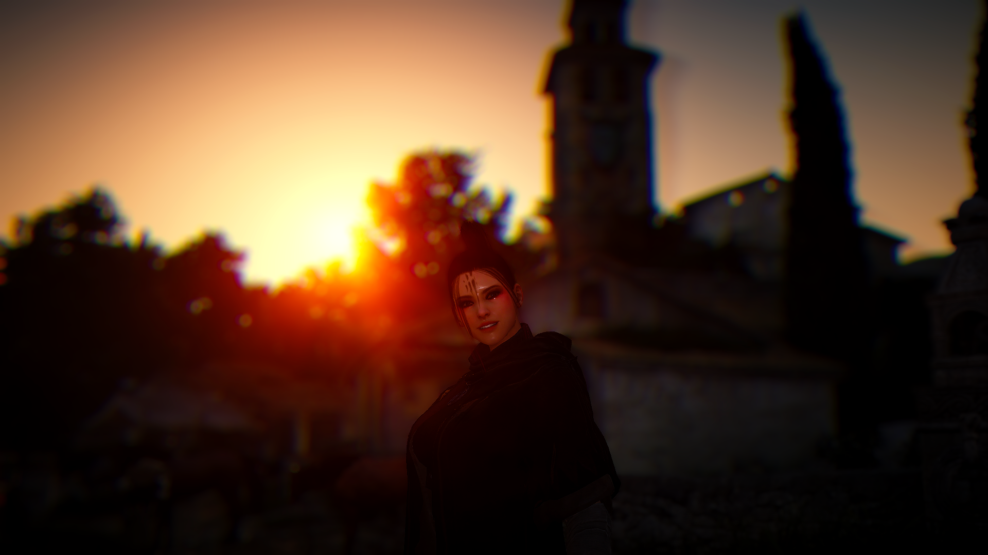 Woman in Black Desert at Sunset HD Wallpaper