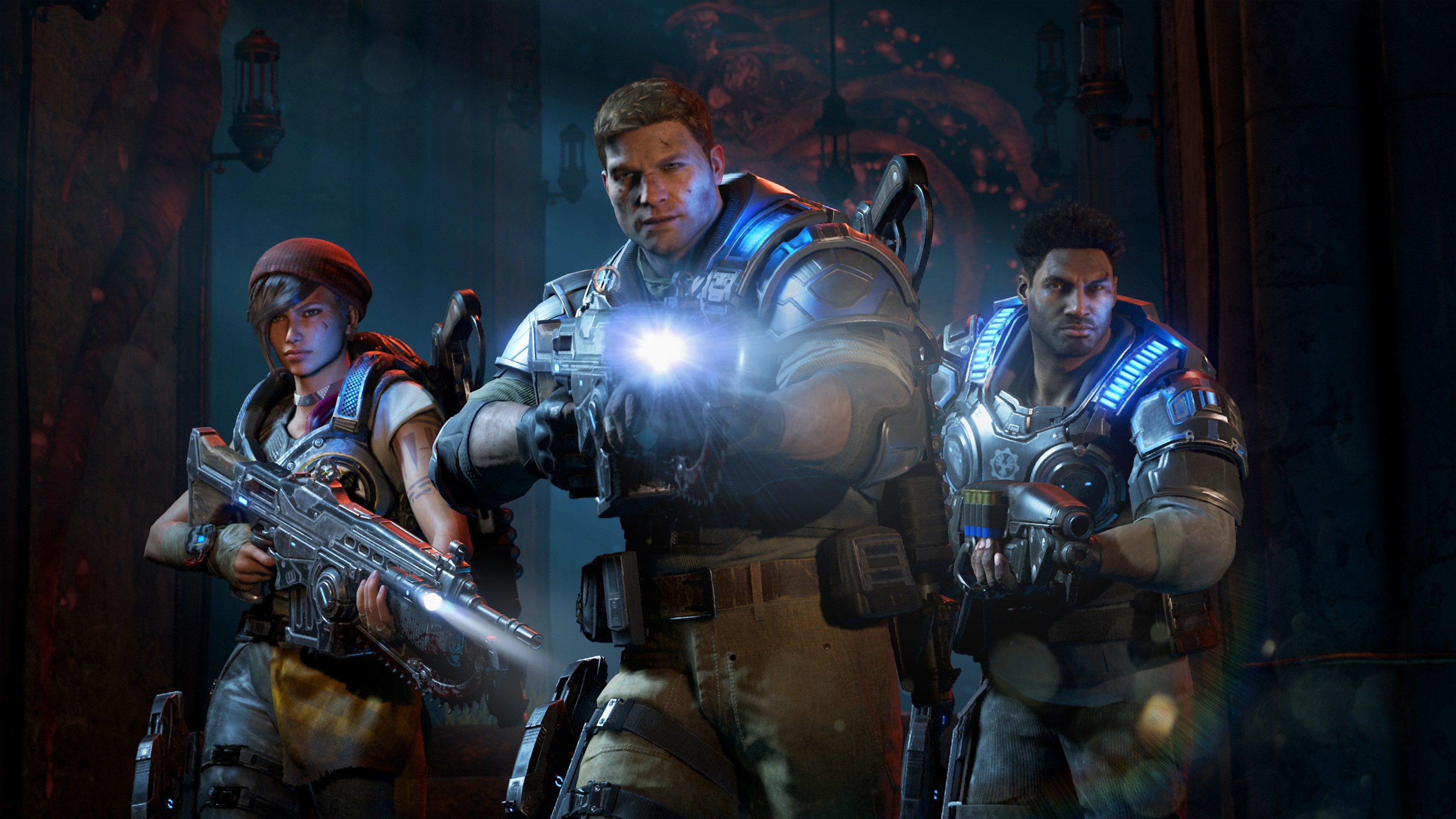 Gears of War 4 characters Kait Diaz, JD Fenix, and Del Walker HD Wallpaper