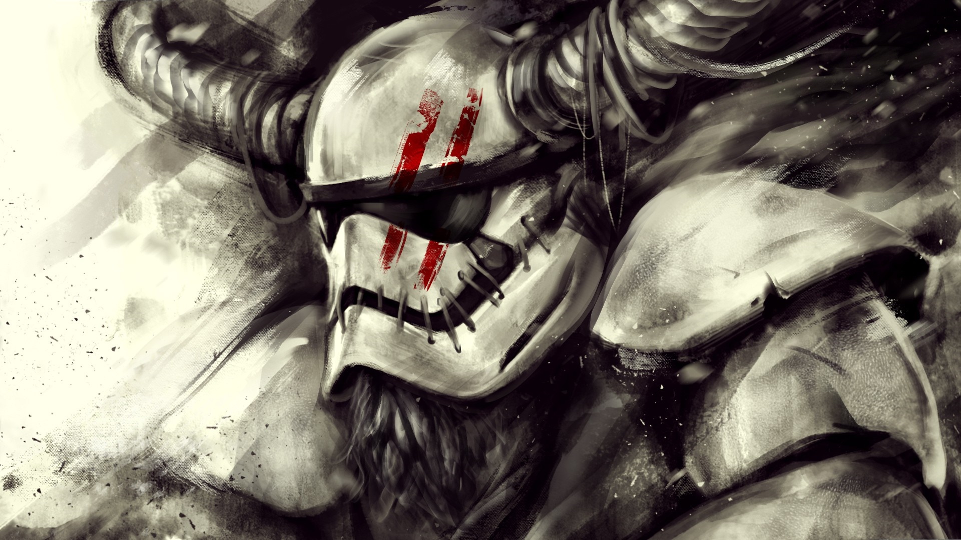 Stormtrooper with horns and red markings HD Wallpaper