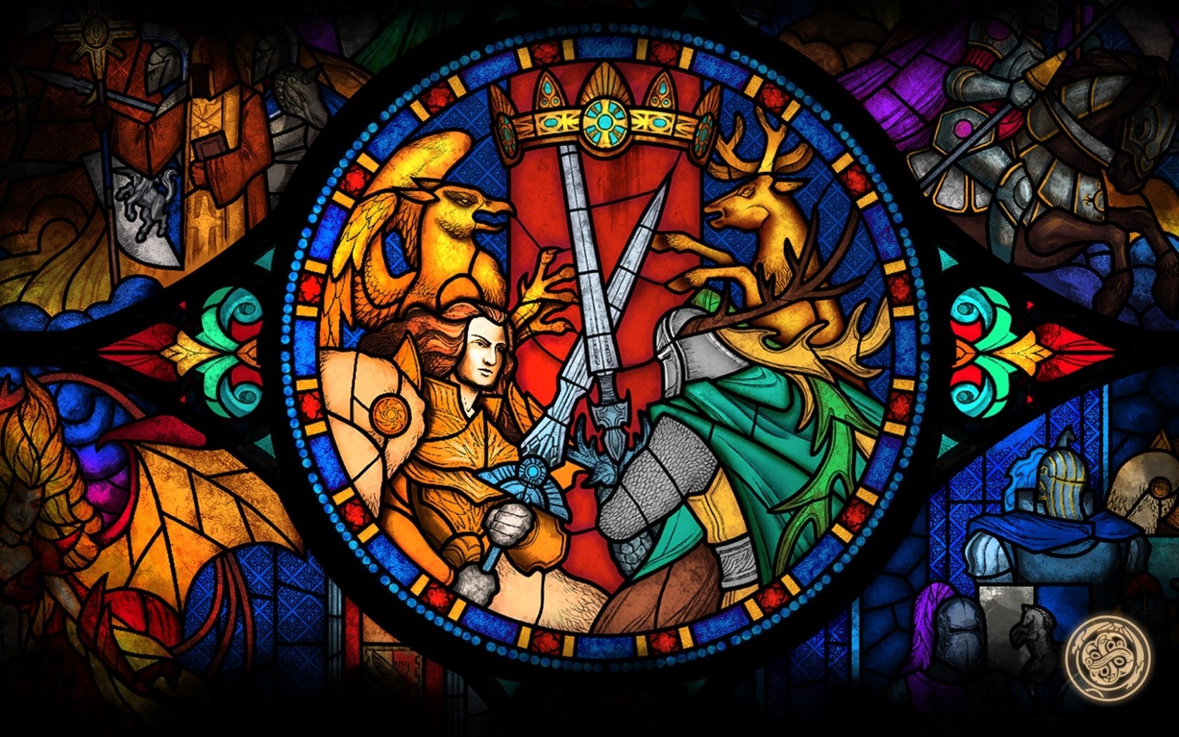 Heroes of Might and Magic stained glass window HD Wallpaper