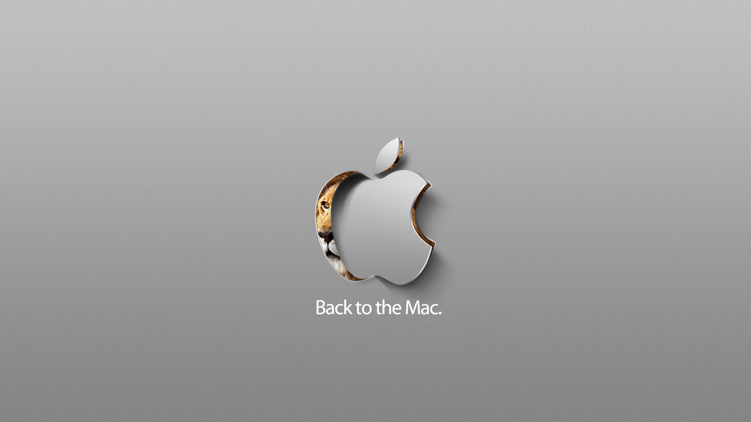 Apple logo with lion peeking out, "Back to the Mac." HD Wallpaper