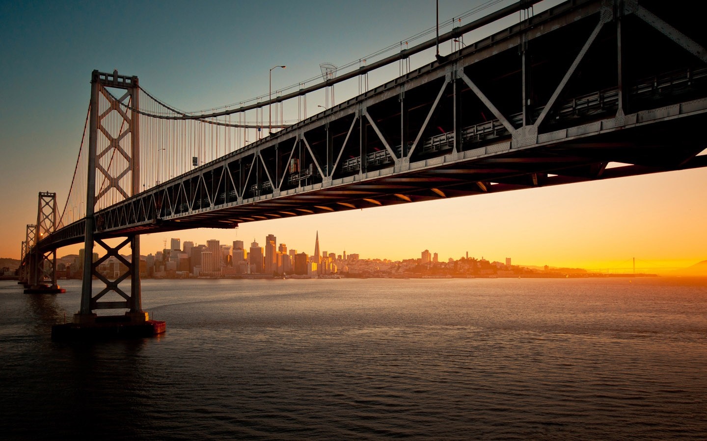San Francisco Bay Bridge at Sunset HD Wallpaper