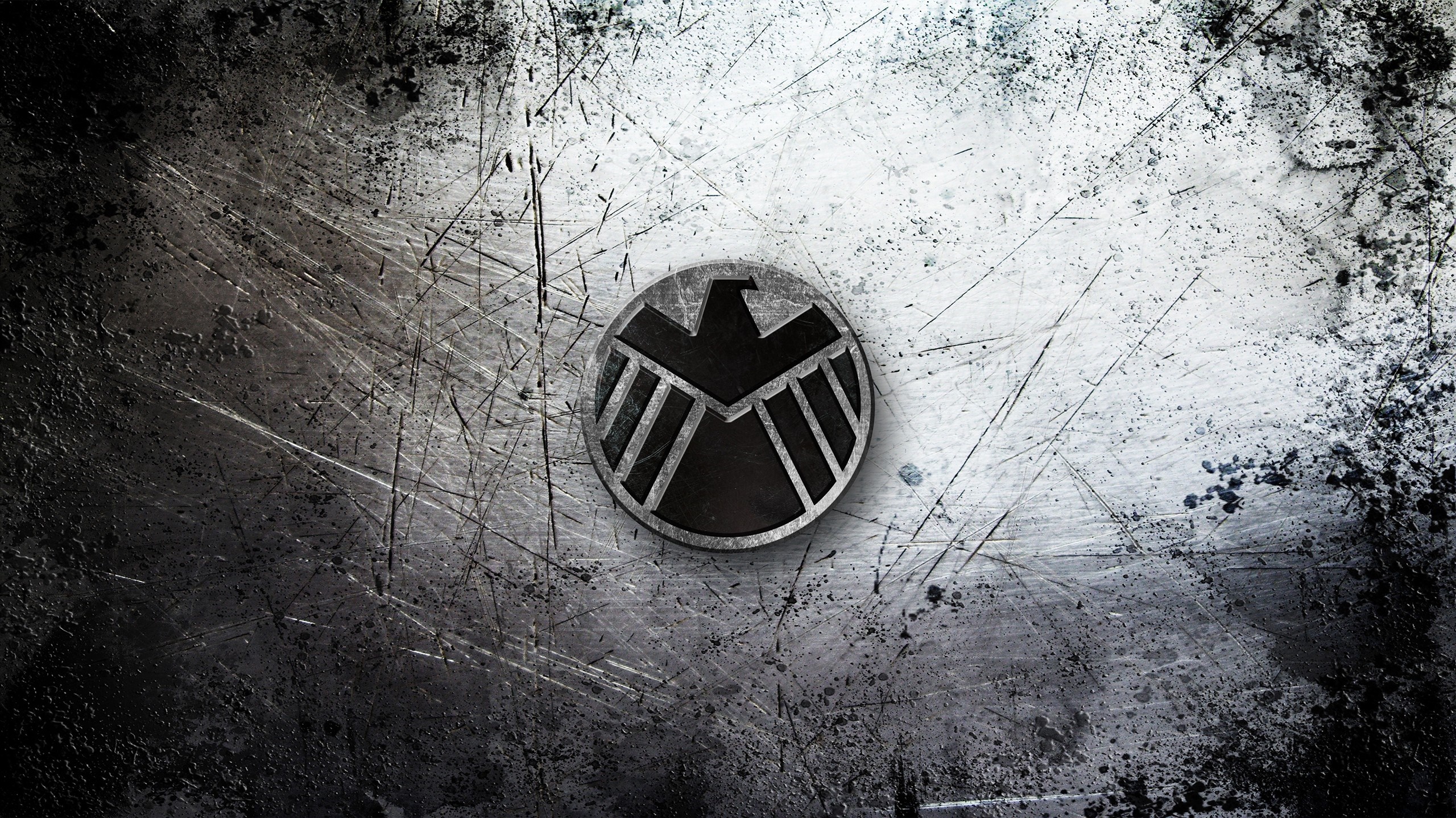 S.H.I.E.L.D. logo on a scratched metal background HD Wallpaper