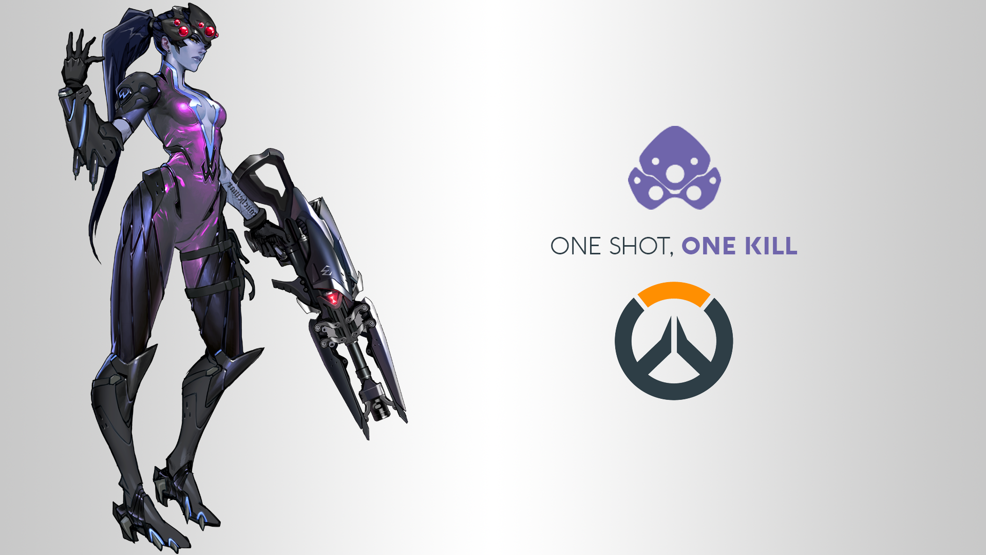 Widowmaker from Overwatch with logos HD Wallpaper