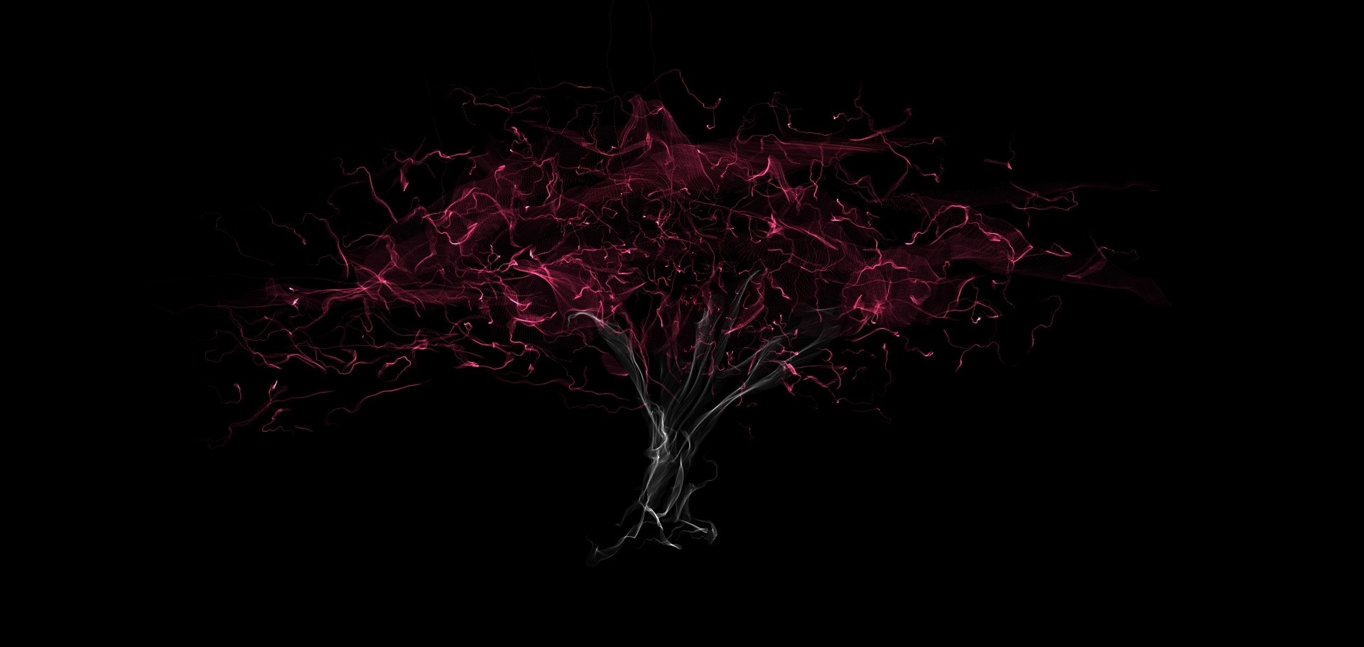 Abstract tree made of pink and white light HD Wallpaper