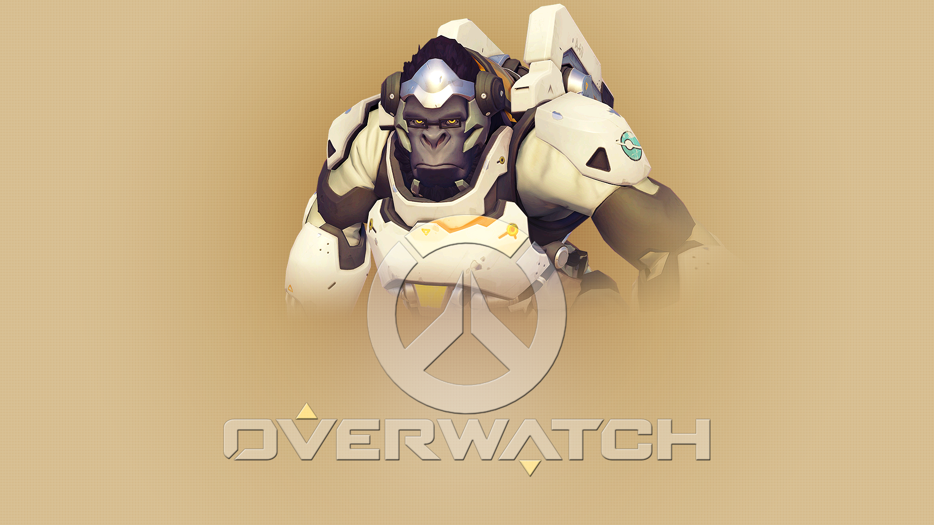Winston from Overwatch with Overwatch logo HD Wallpaper