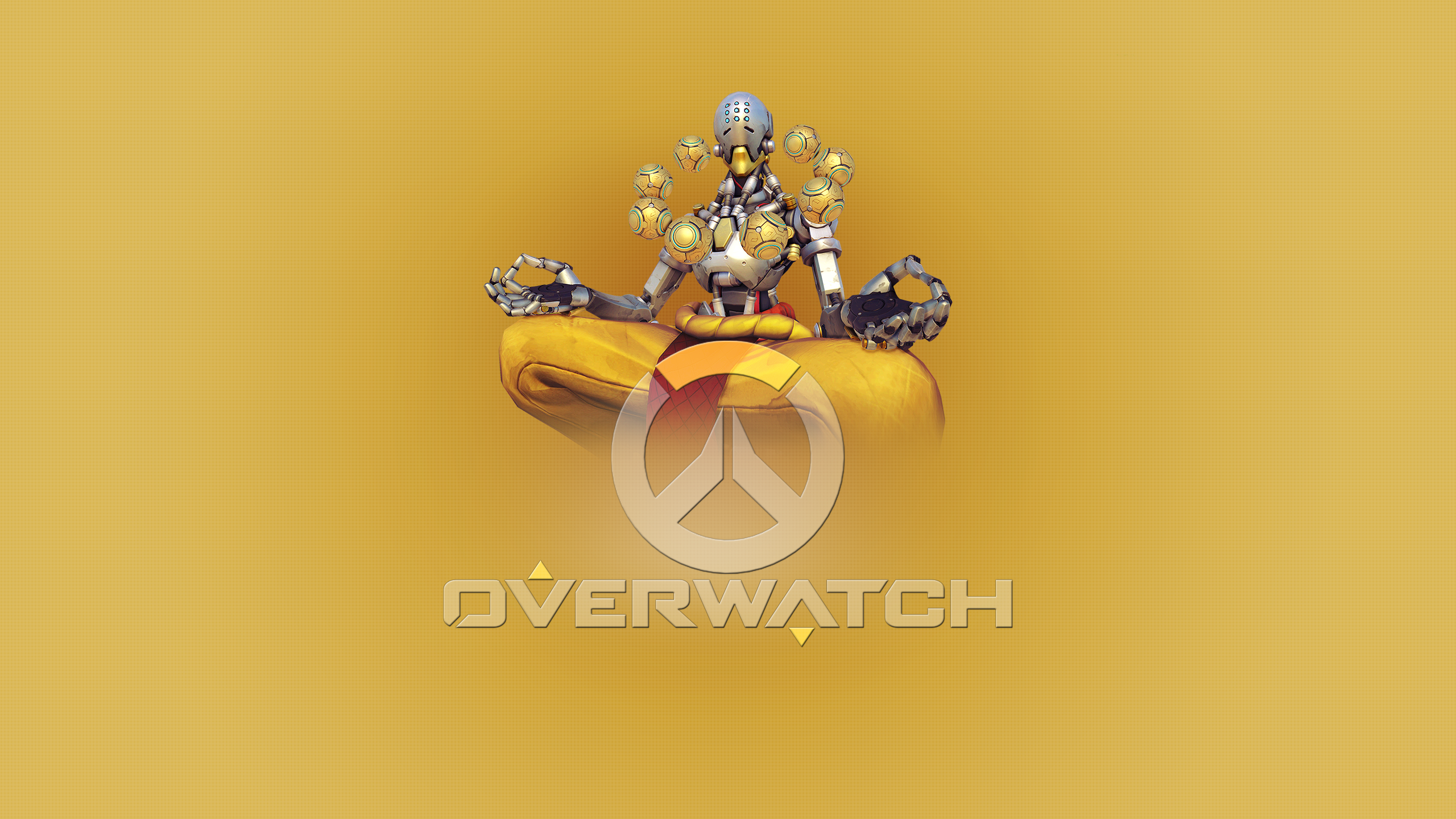 Zenyatta from Overwatch with game logo HD Wallpaper