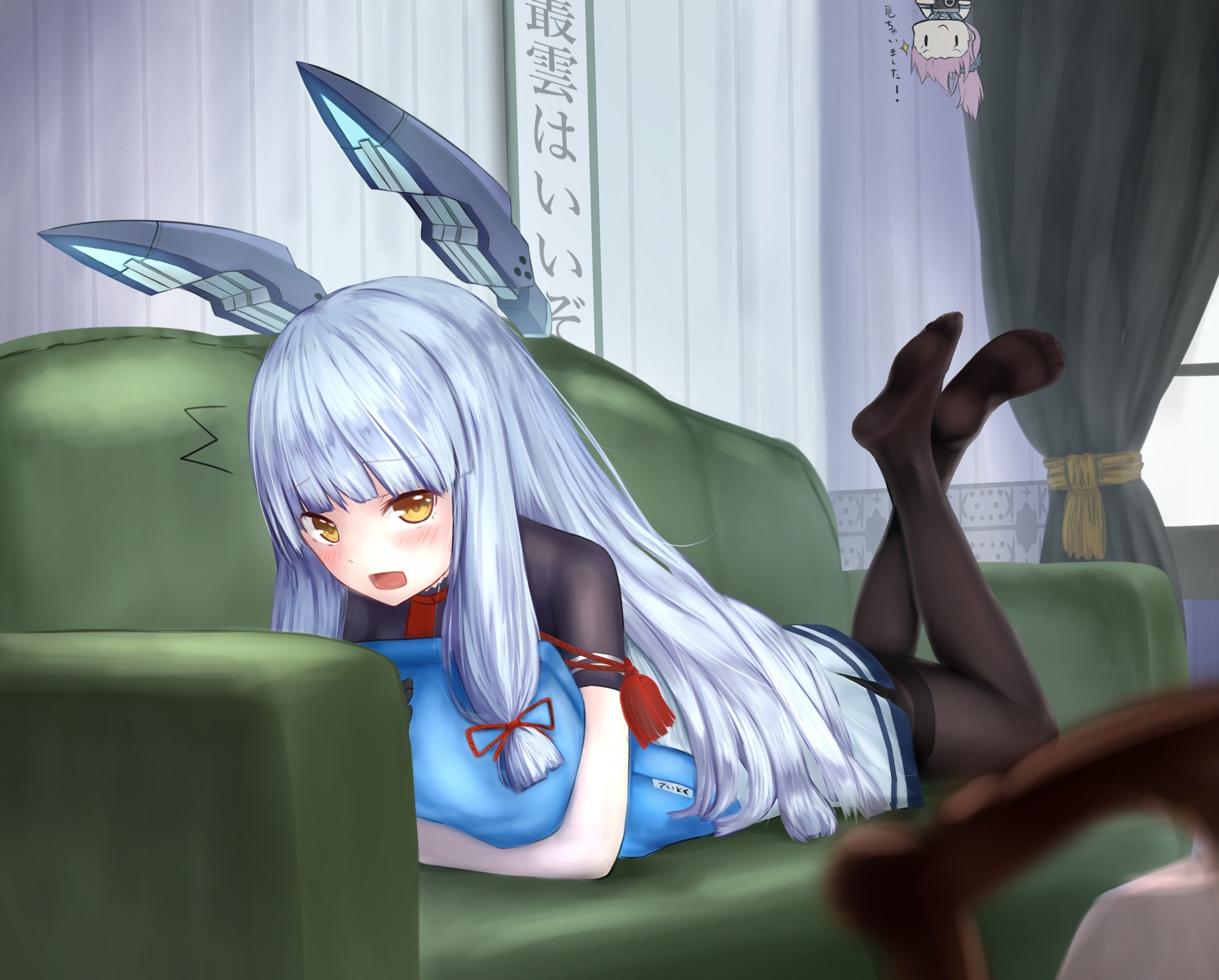Murakumo from Kantai Collection on a couch HD Wallpaper