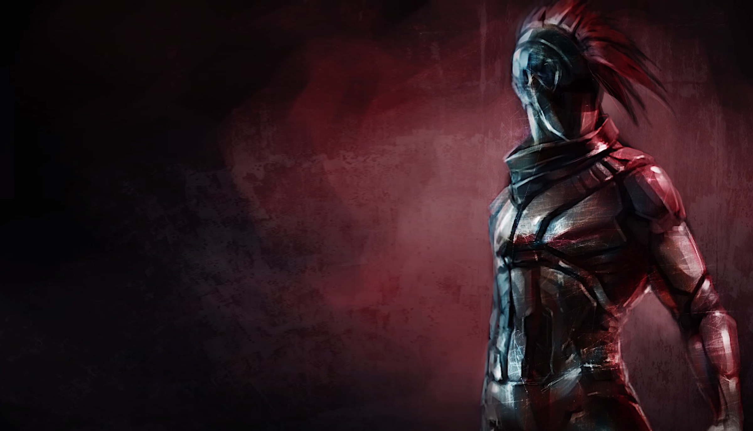 Robot character with red and blue lighting HD Wallpaper