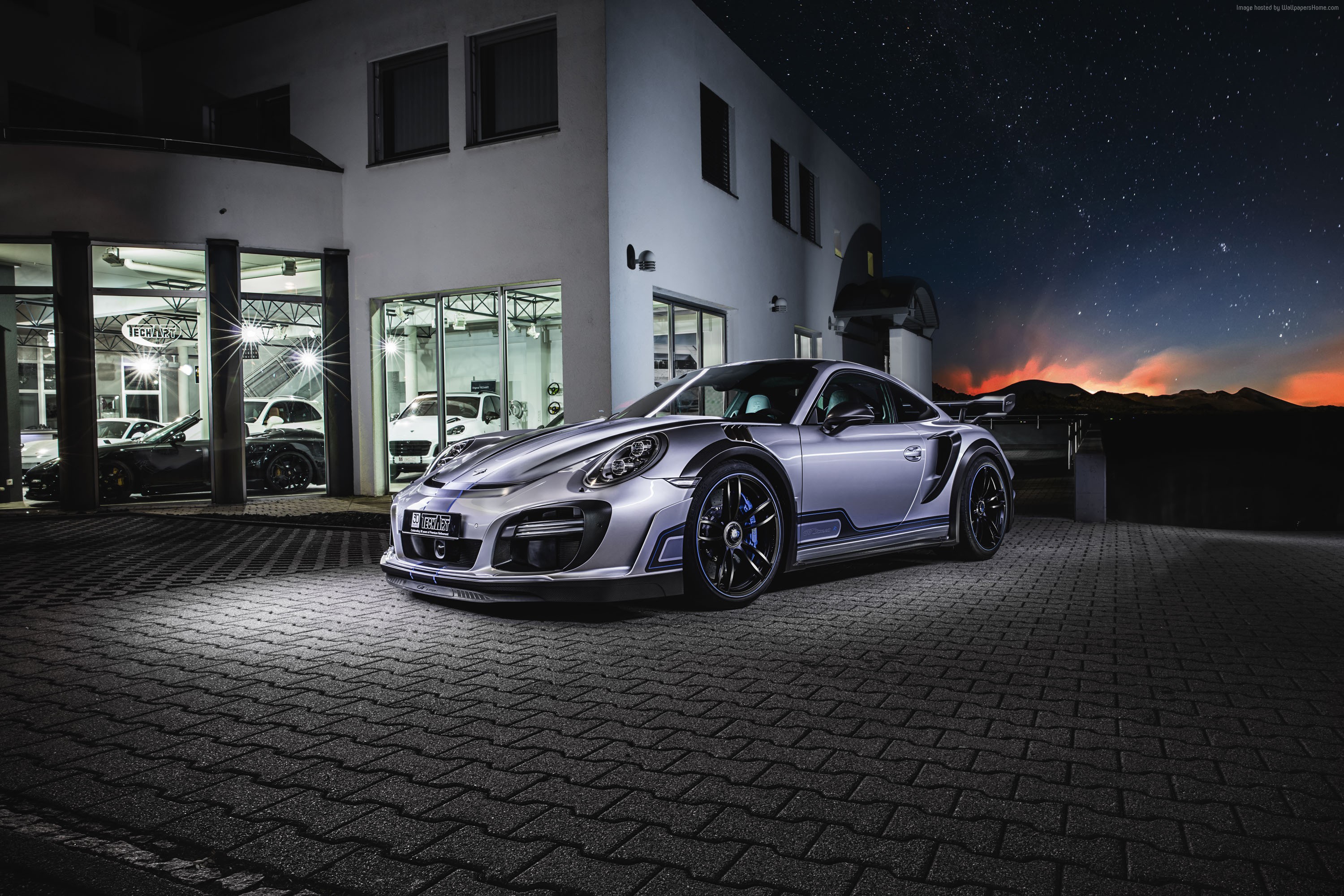 Porsche 911 Turbo GT Street R at night HD Wallpaper