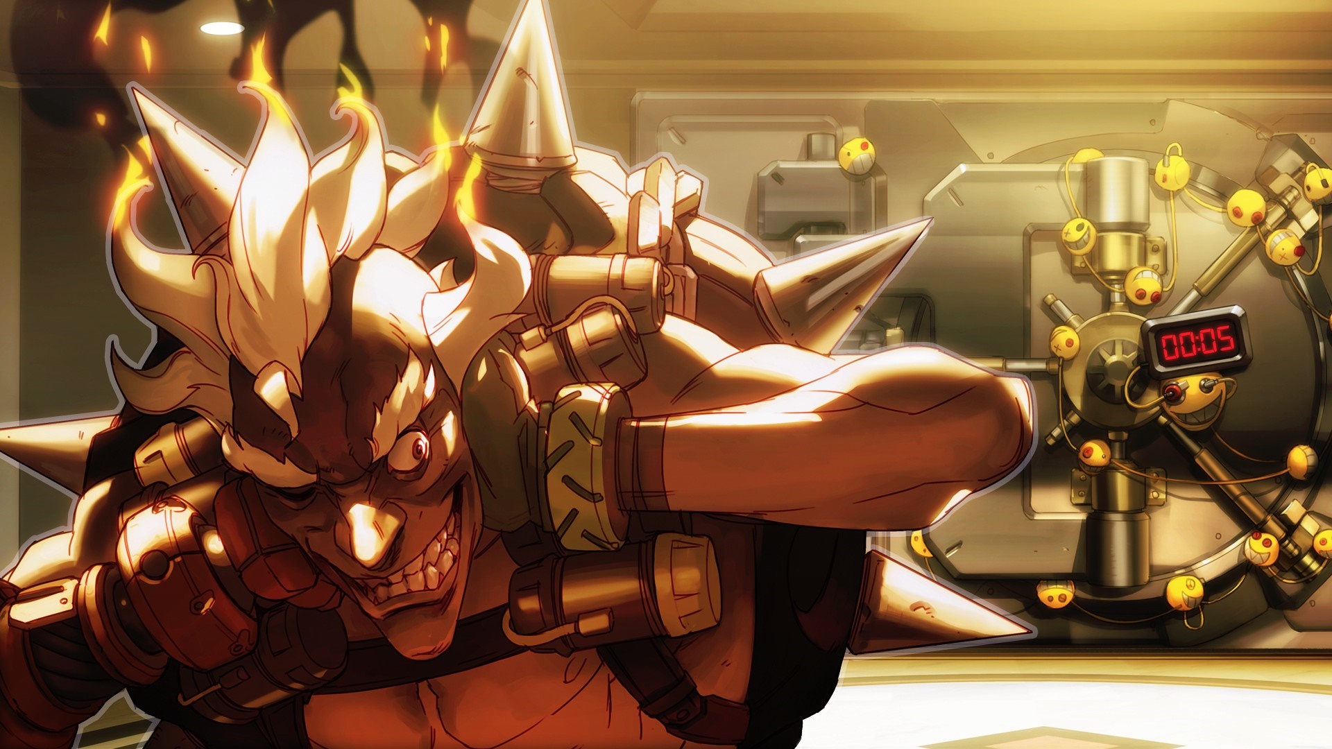 Junkrat from Overwatch with a bomb timer HD Wallpaper