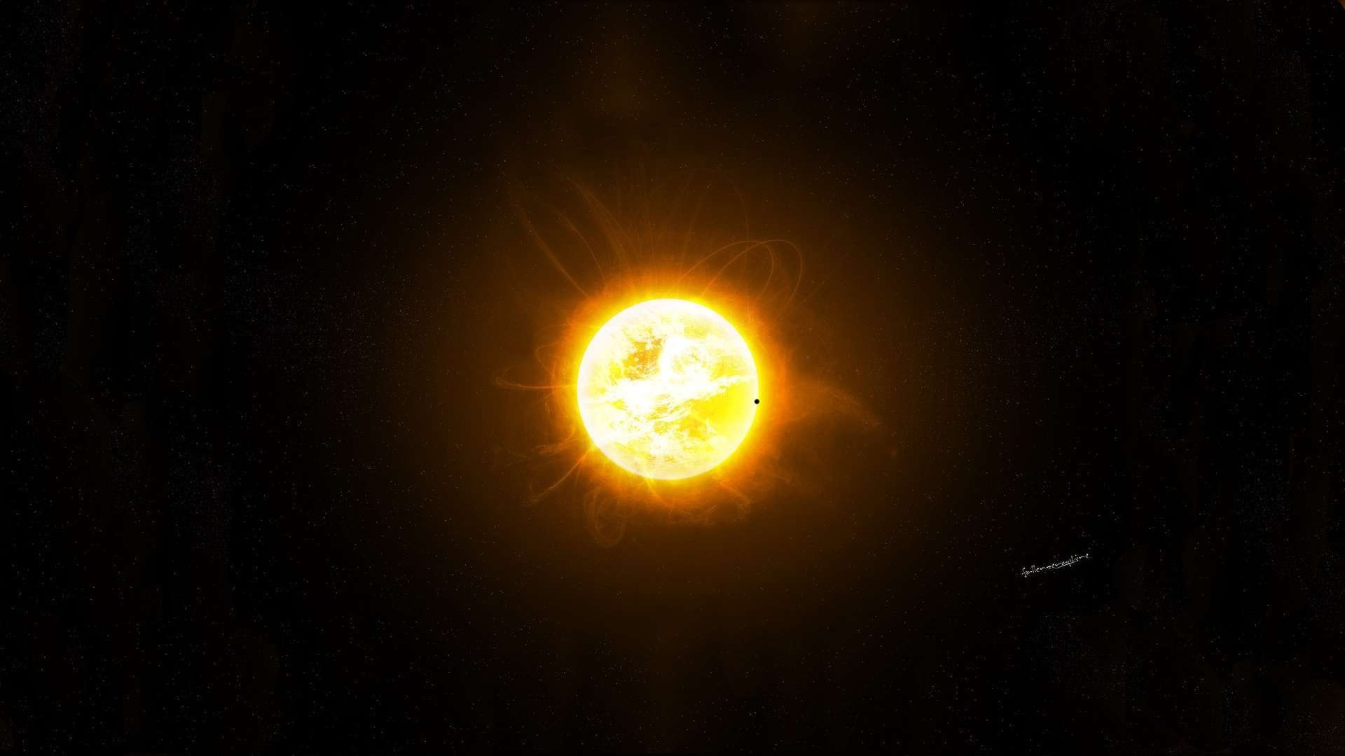The Sun with solar flares in outer space HD Wallpaper