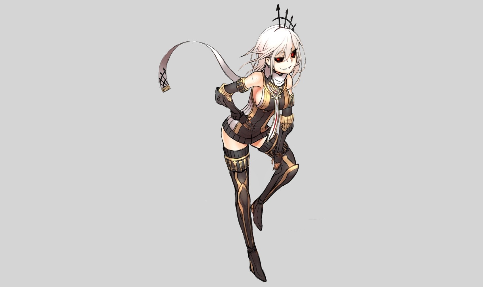 Anime girl with white hair and dark eyes HD Wallpaper