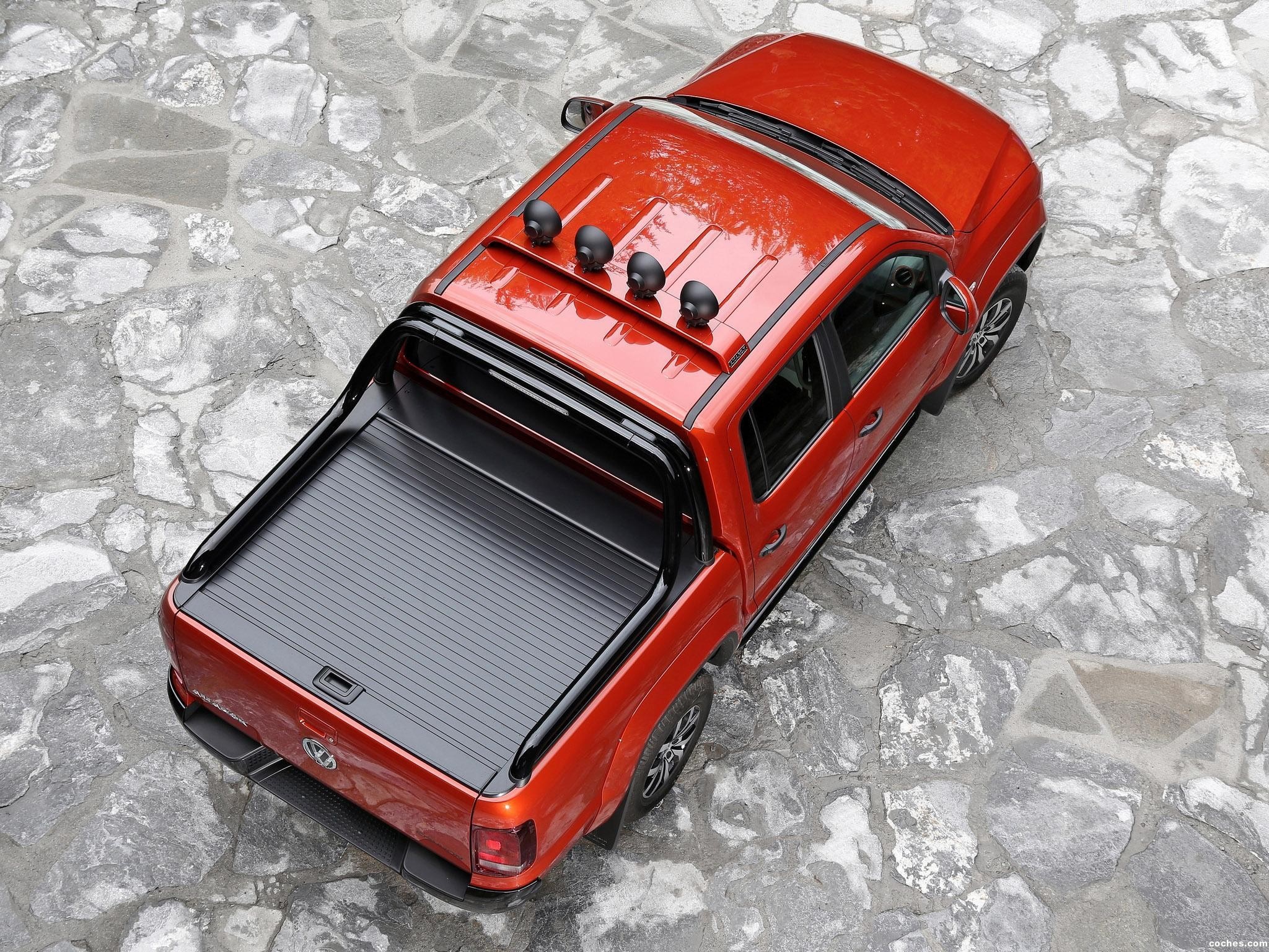 Orange Volkswagen Amarok pickup truck with roll bar HD Wallpaper