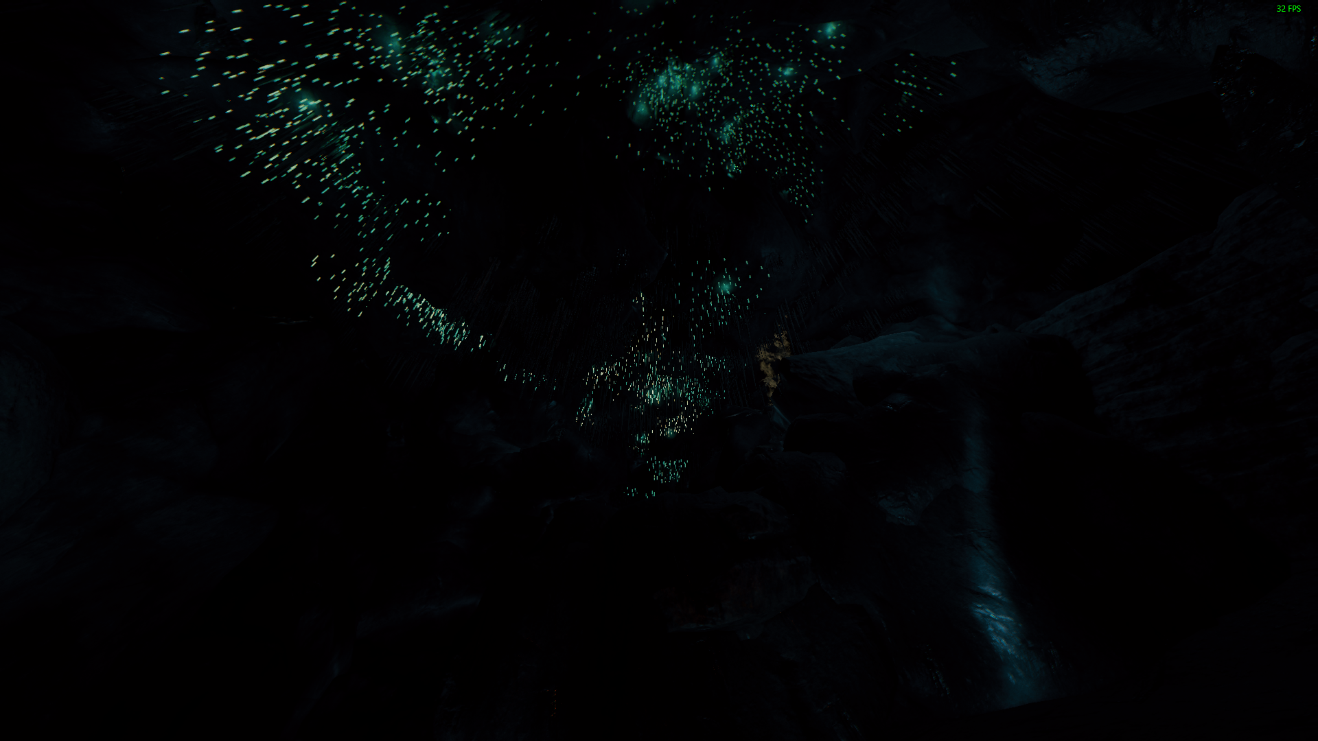 Cave with bioluminescent glowworms HD Wallpaper