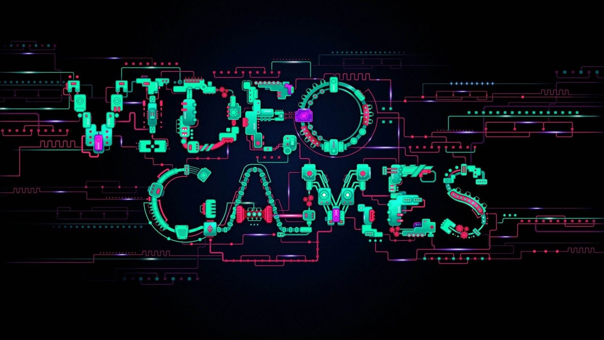Video Games text in circuit board style HD Wallpaper