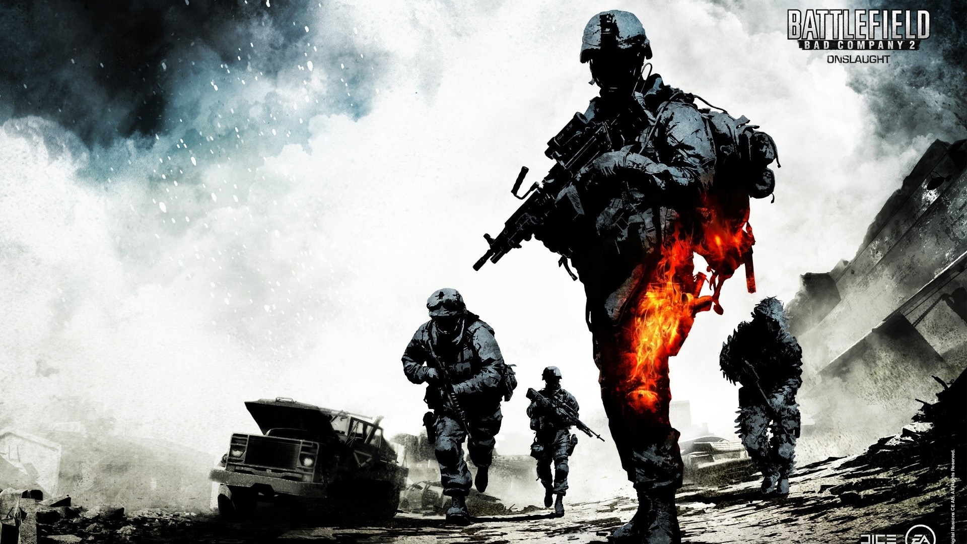 Battlefield Bad Company 2 Onslaught soldiers in combat HD Wallpaper