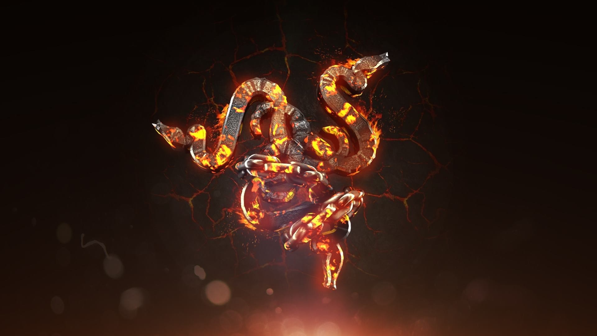 Razer logo with fiery snake design HD Wallpaper