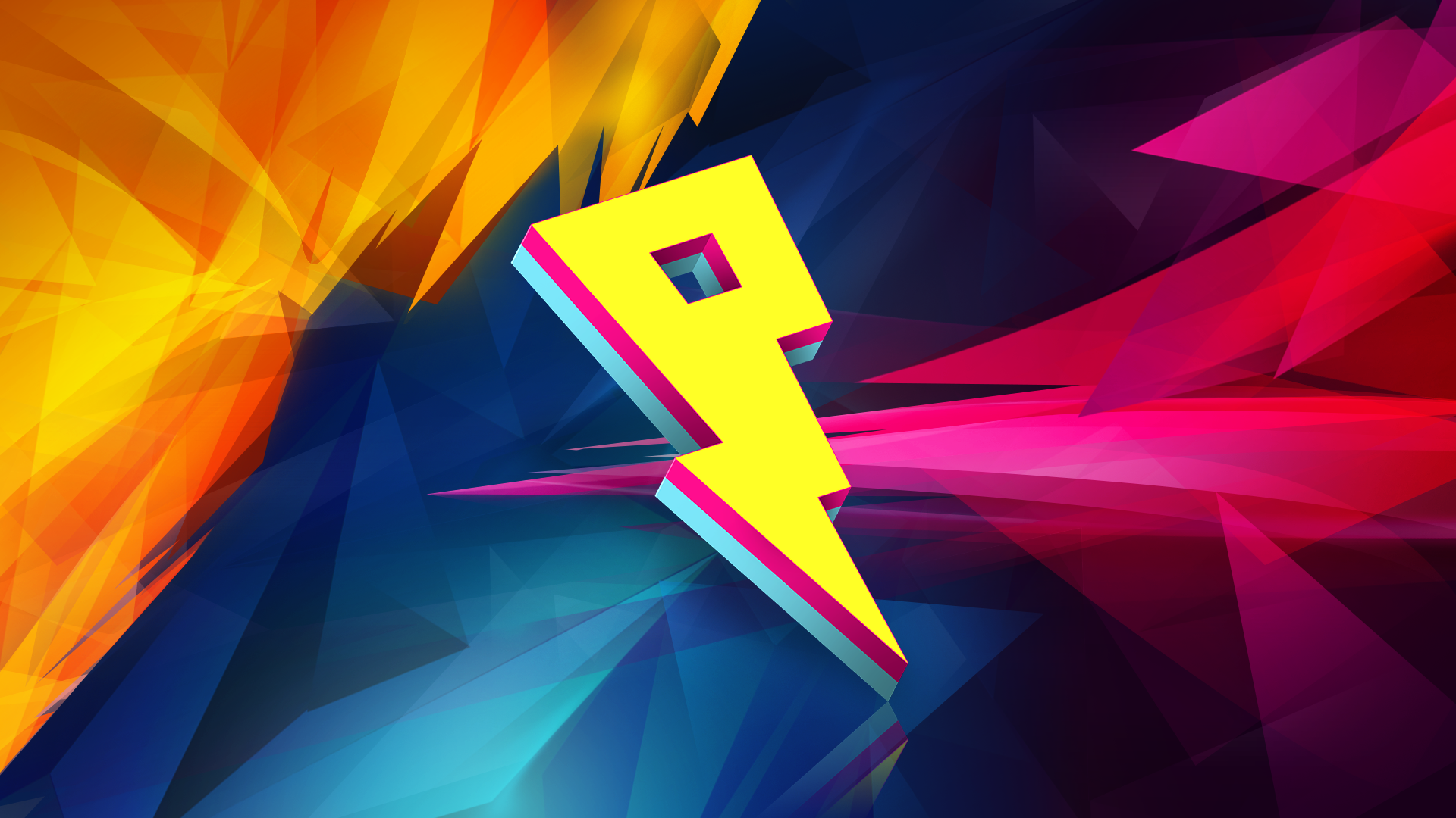 Yellow lightning bolt logo on abstract geometric background HD Wallpaper