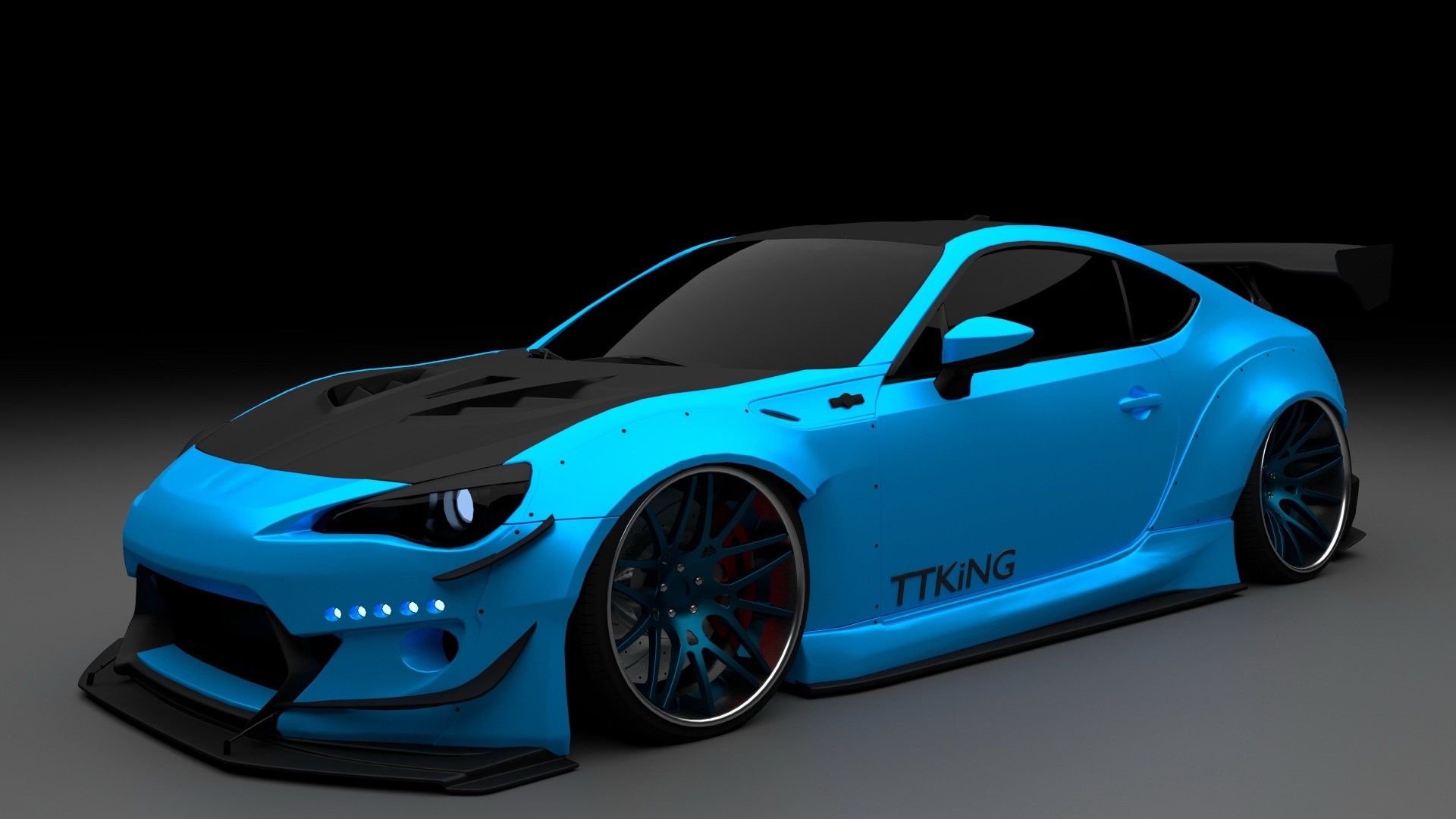 Blue Toyota 86 with custom body kit and spoiler HD Wallpaper