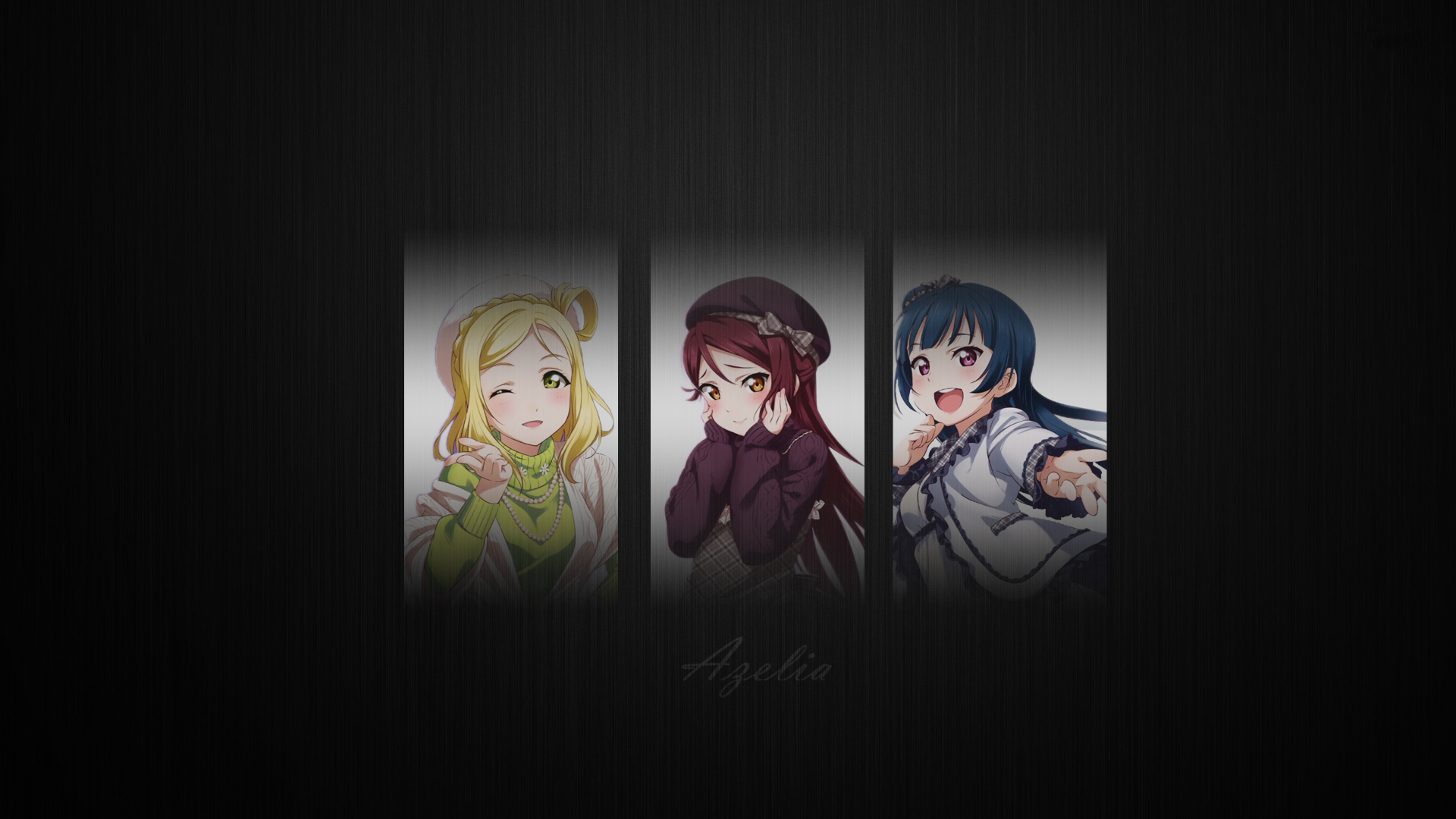 Three girls from Love Live in a dark setting HD Wallpaper