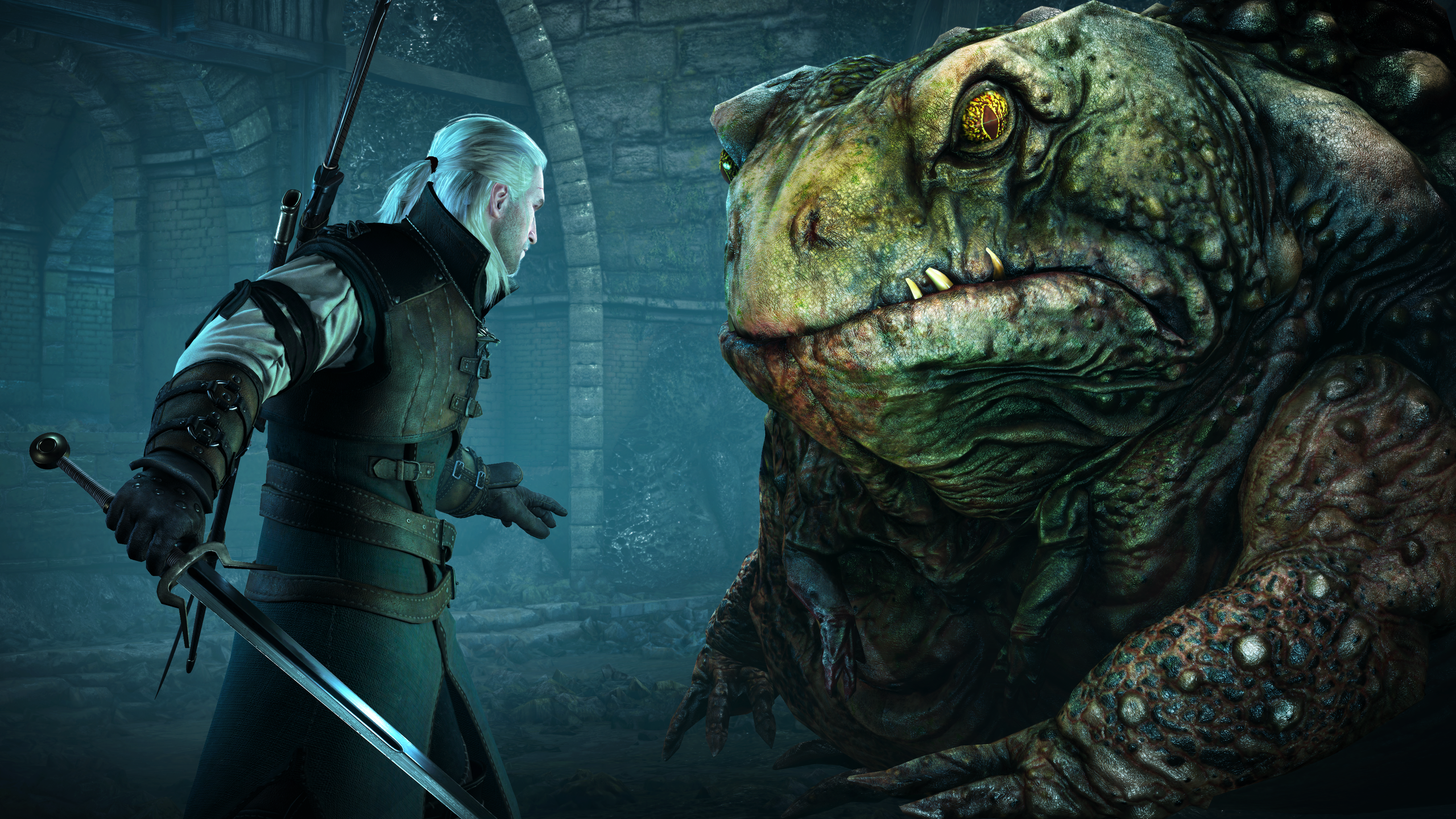Geralt of Rivia faces the Toad King in The Witcher 3: Wild Hunt HD Wallpaper