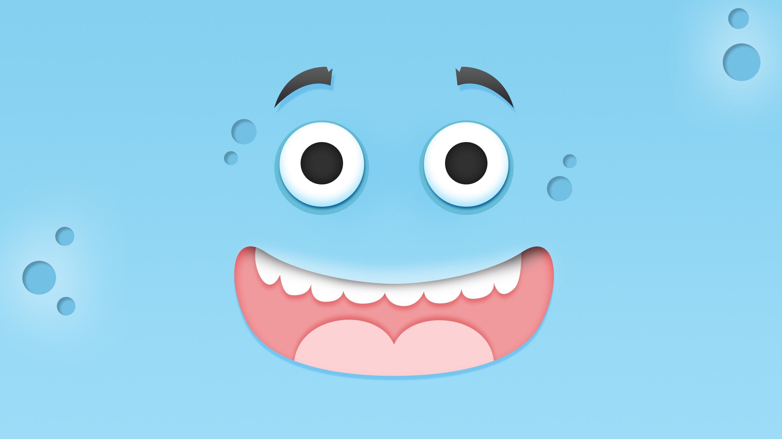 Blue cartoon face with big eyes and wide smile HD Wallpaper