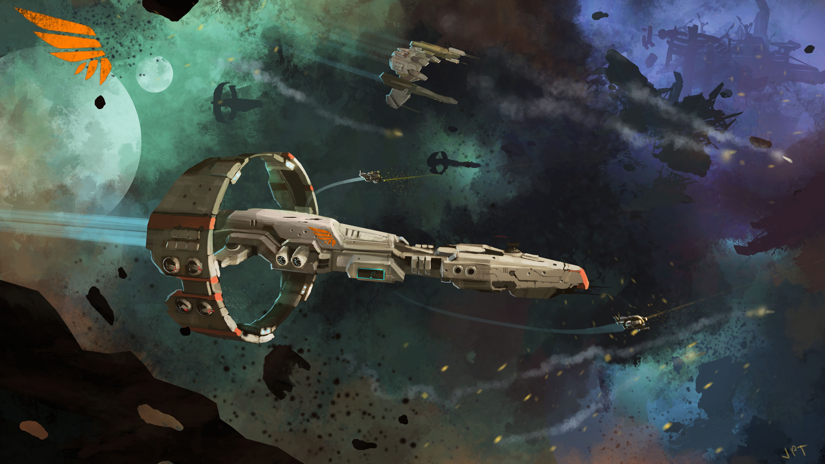 Spaceships in a space battle from EVE Online HD Wallpaper