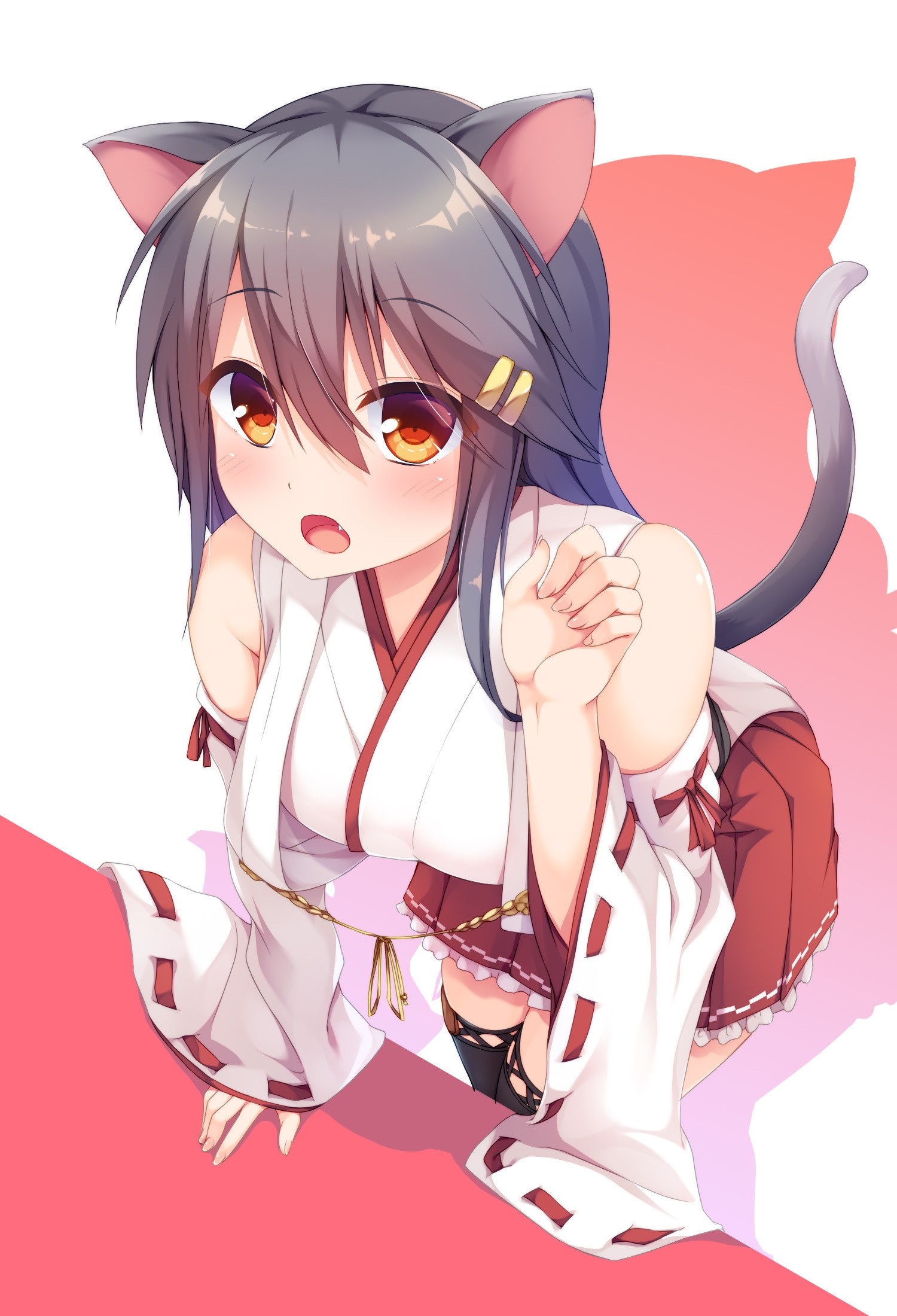 Haruna from Kantai Collection with Nekomimi HD Wallpaper
