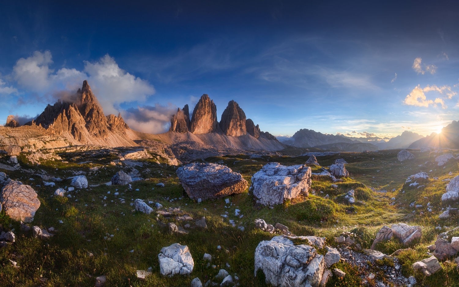 Tre Cime di Lavaredo in the Dolomites at Sunrise HD Wallpaper