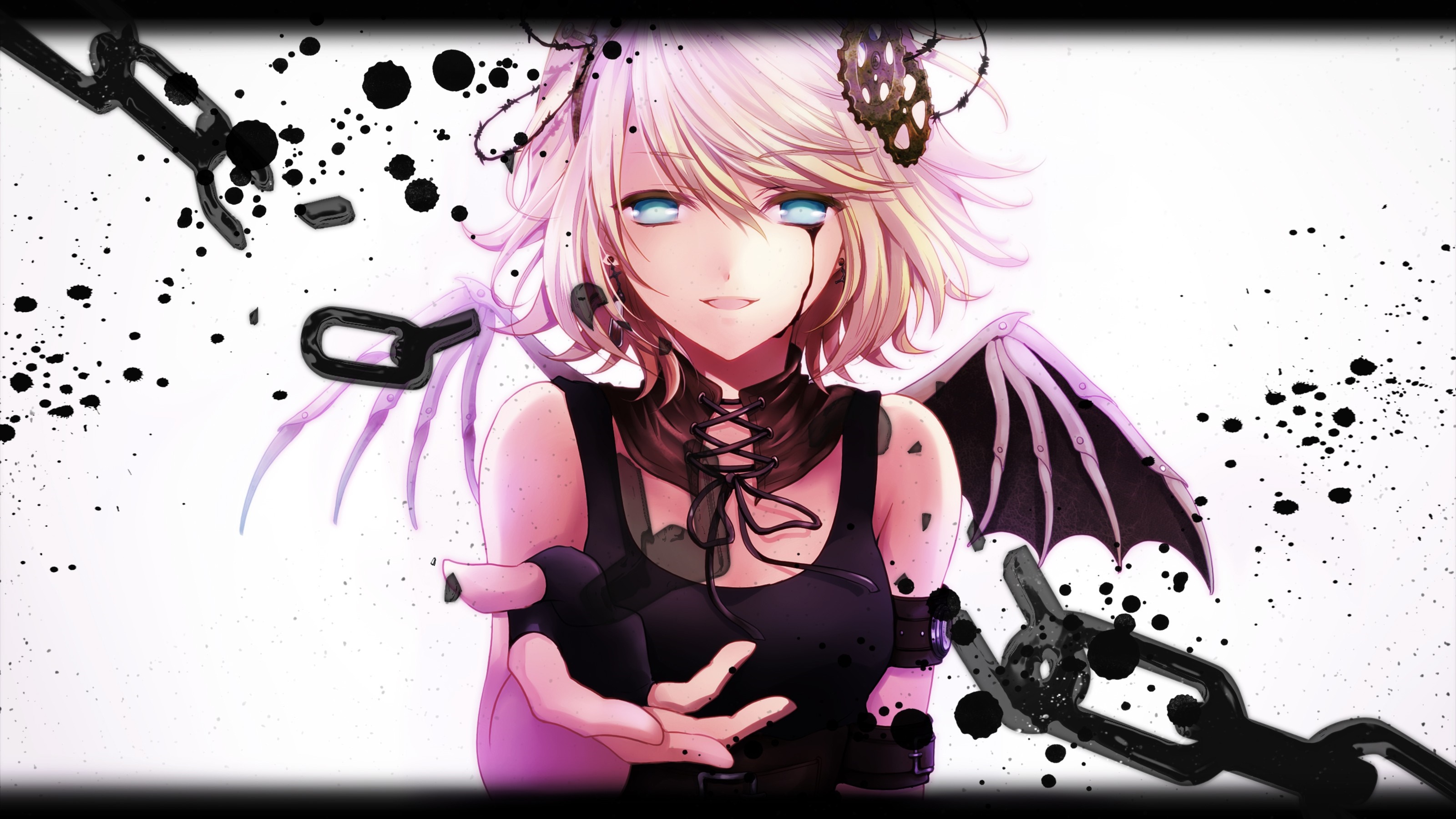 Kagamine Rin from Vocaloid with wings and chains HD Wallpaper