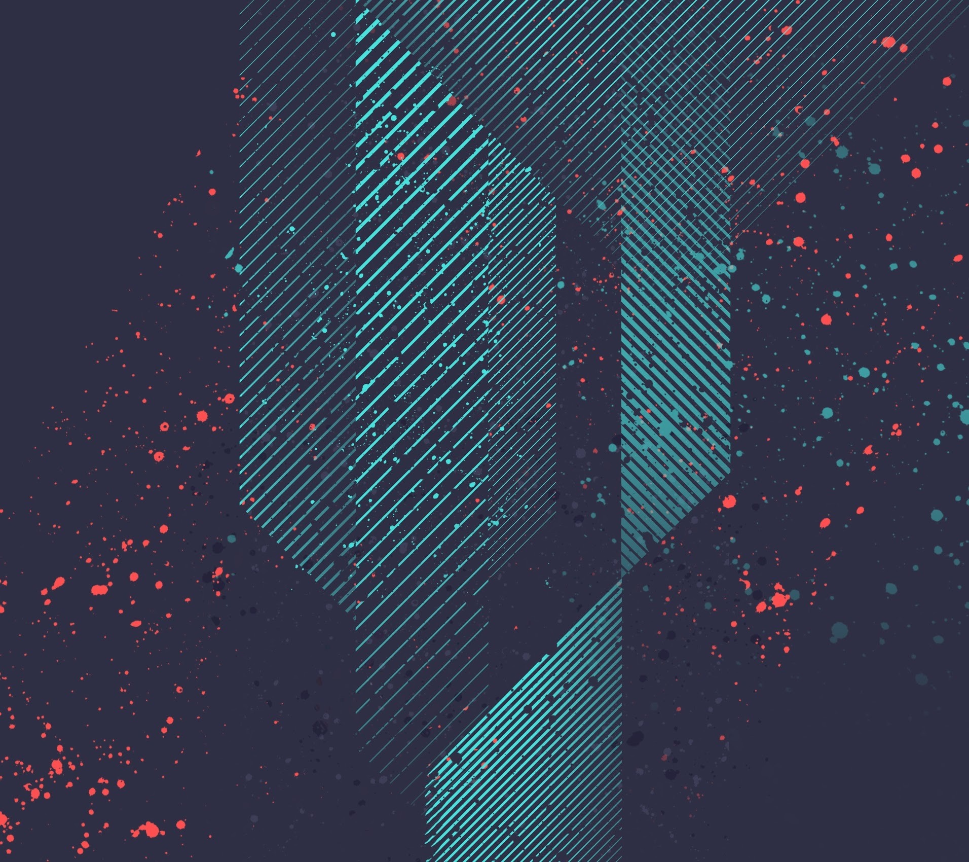 Abstract geometric illustration with splatter effect HD Wallpaper