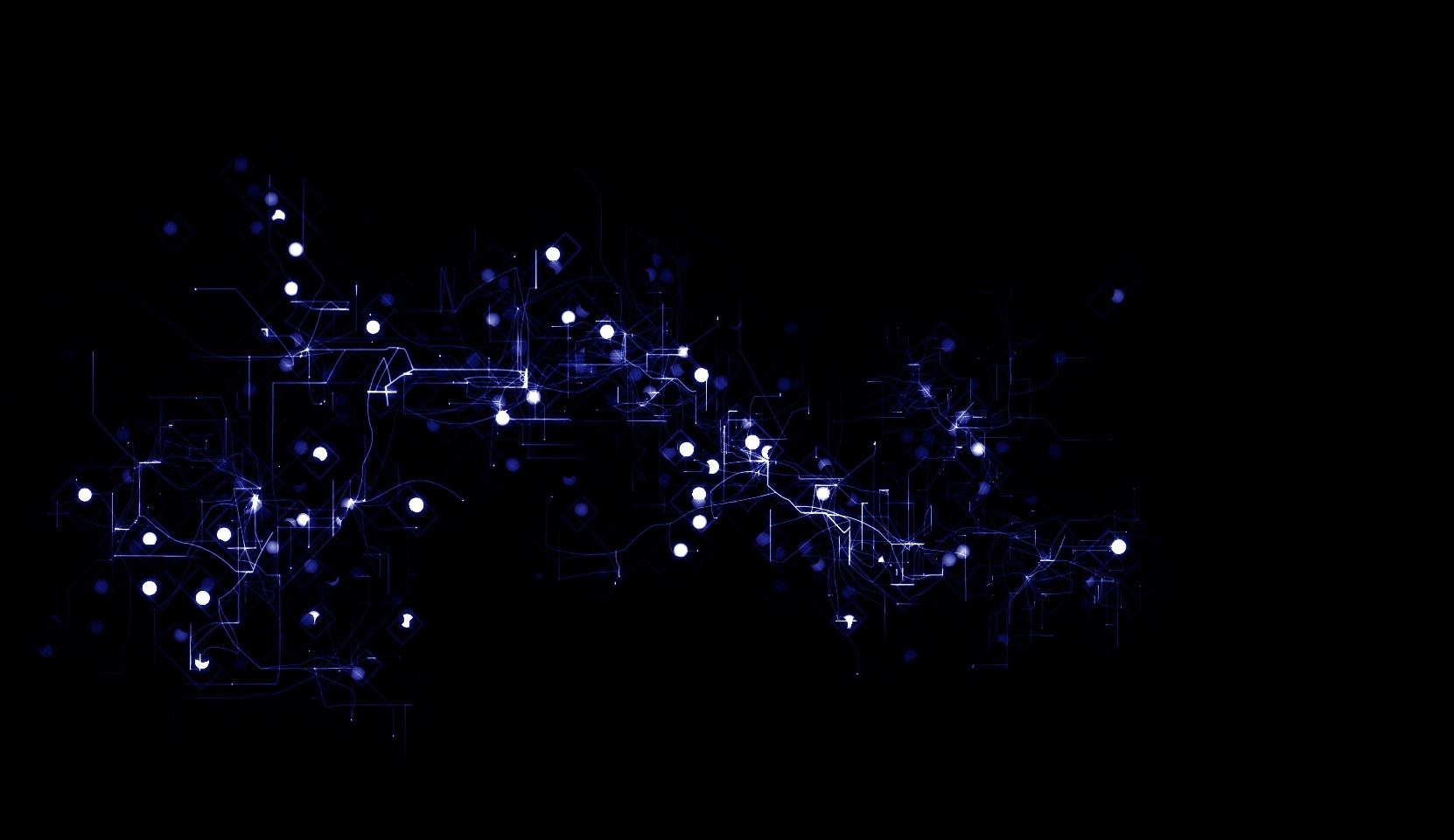 Abstract blue network of lights on black background HD Wallpaper