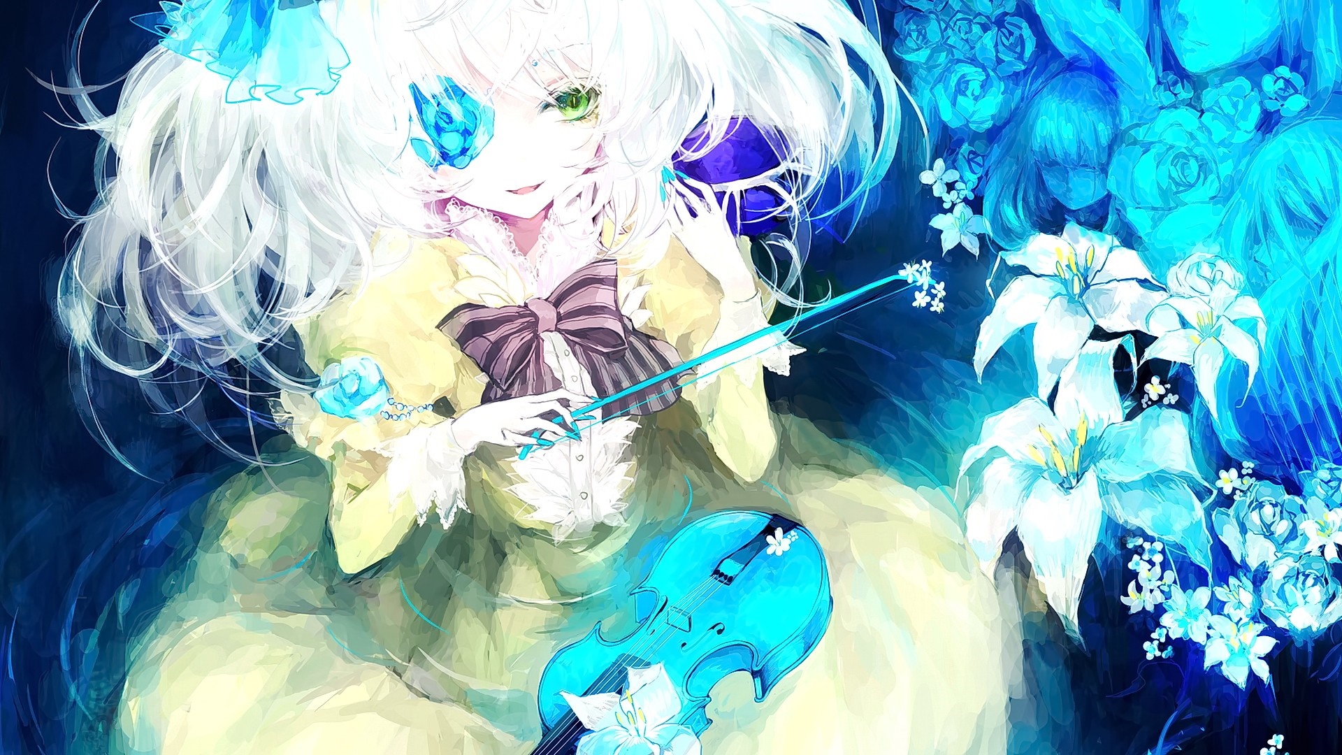 Komeiji Koishi from Touhou playing a violin HD Wallpaper