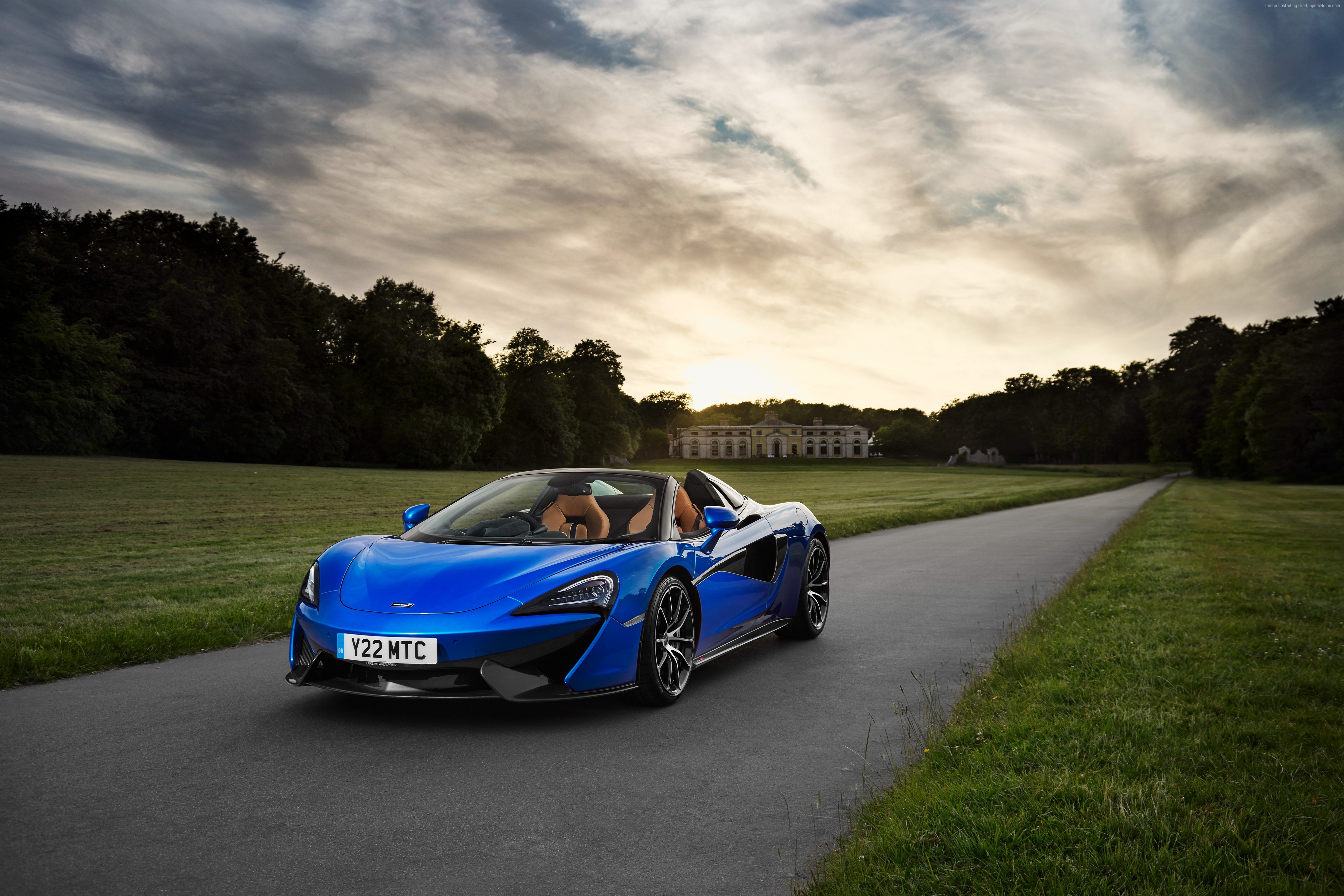 Blue McLaren 570S Spider on a Road HD Wallpaper