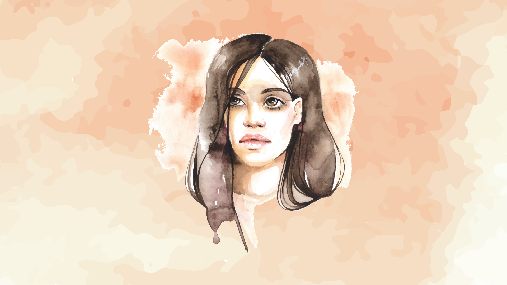 Watercolor portrait of a woman HD Wallpaper