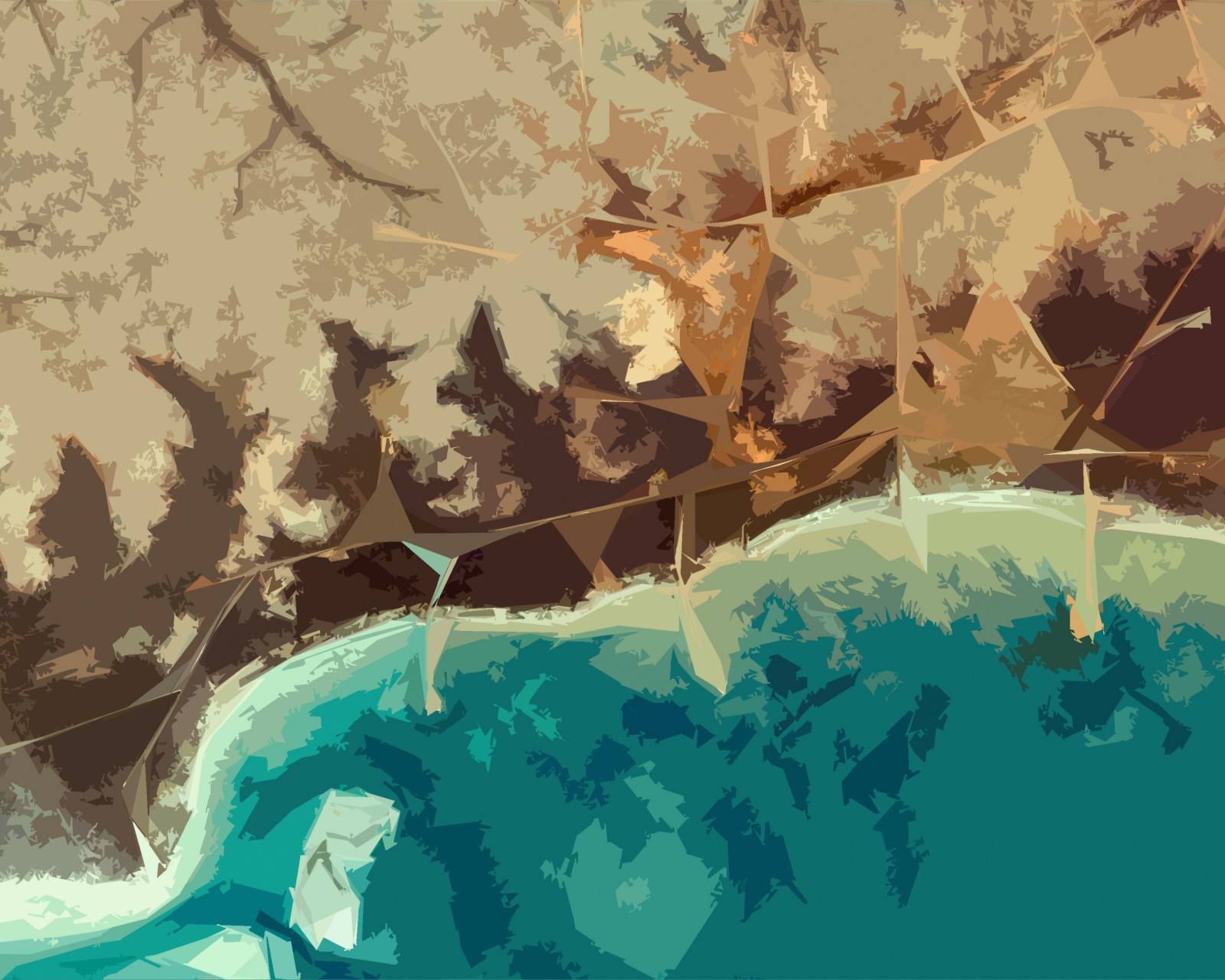 Abstract aerial view of a coastline and forest HD Wallpaper