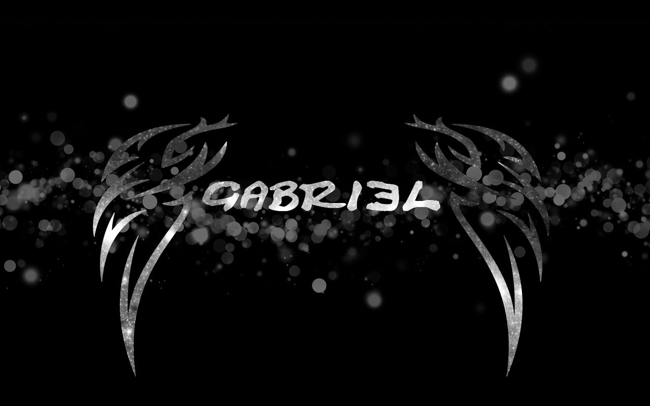 Gabriel text with tribal wings and bokeh HD Wallpaper