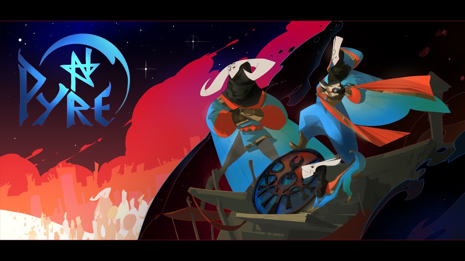 Pyre video game logo with characters HD Wallpaper
