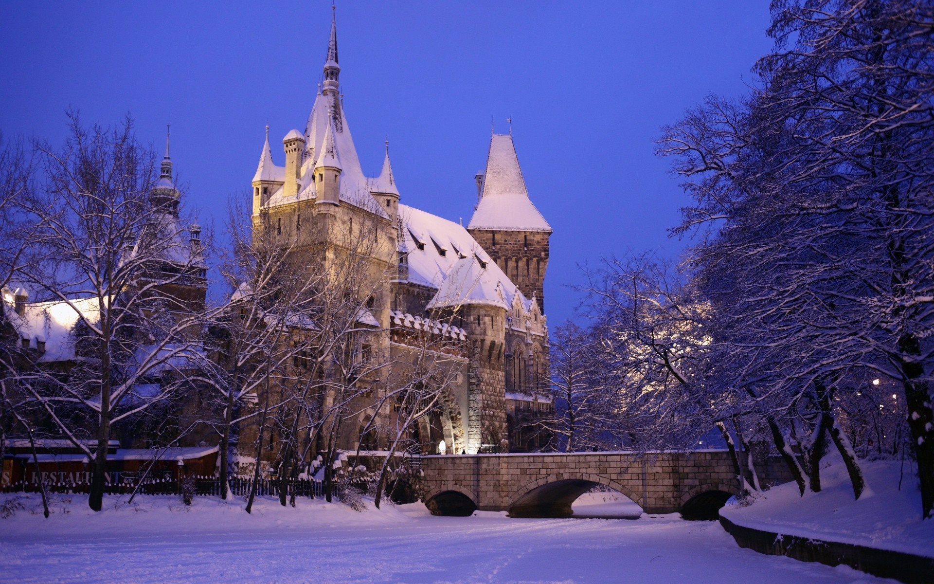 Vajdahunyad Castle in Budapest, Hungary during winter HD Wallpaper