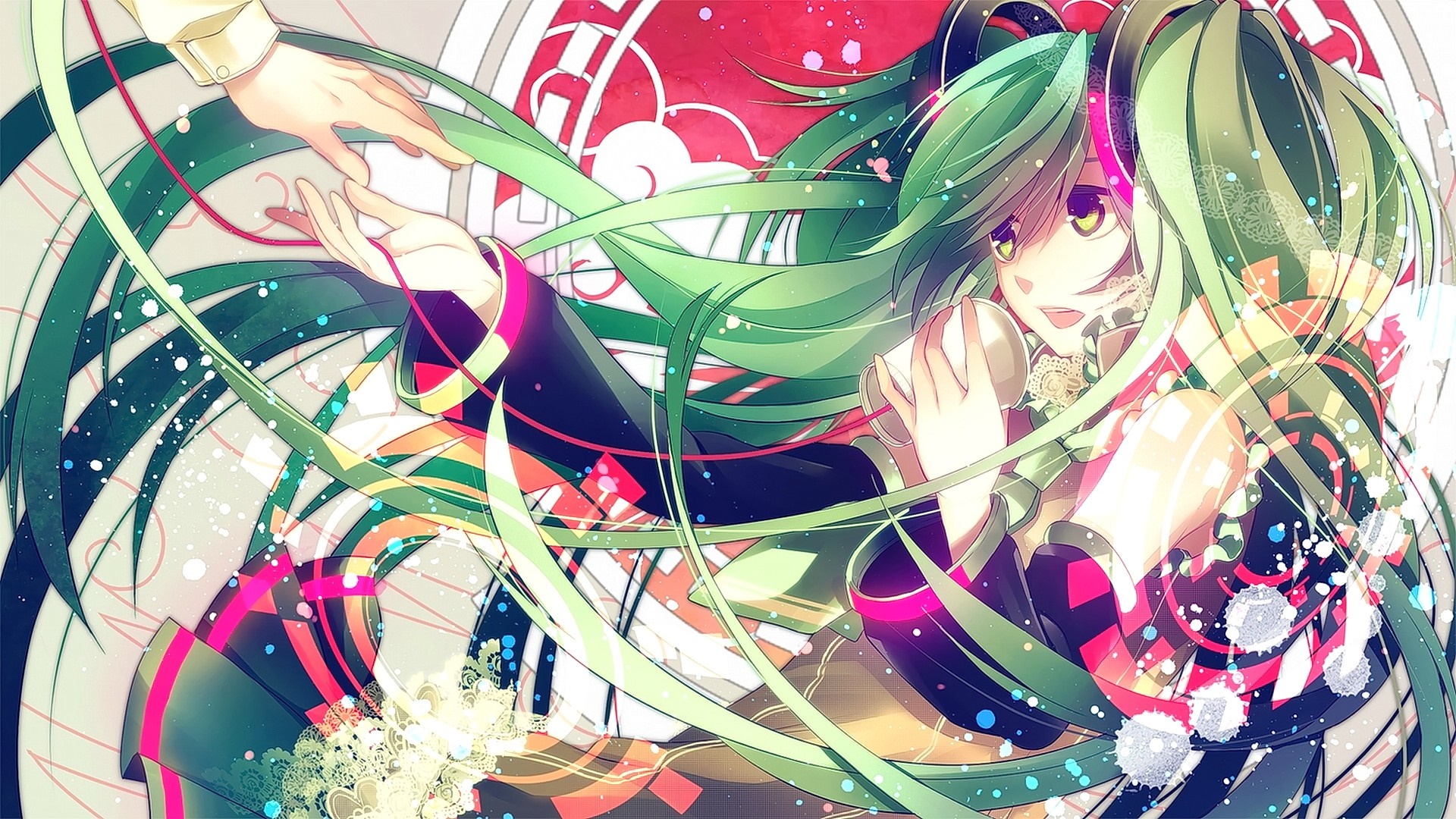Hatsune Miku reaching out to another hand HD Wallpaper