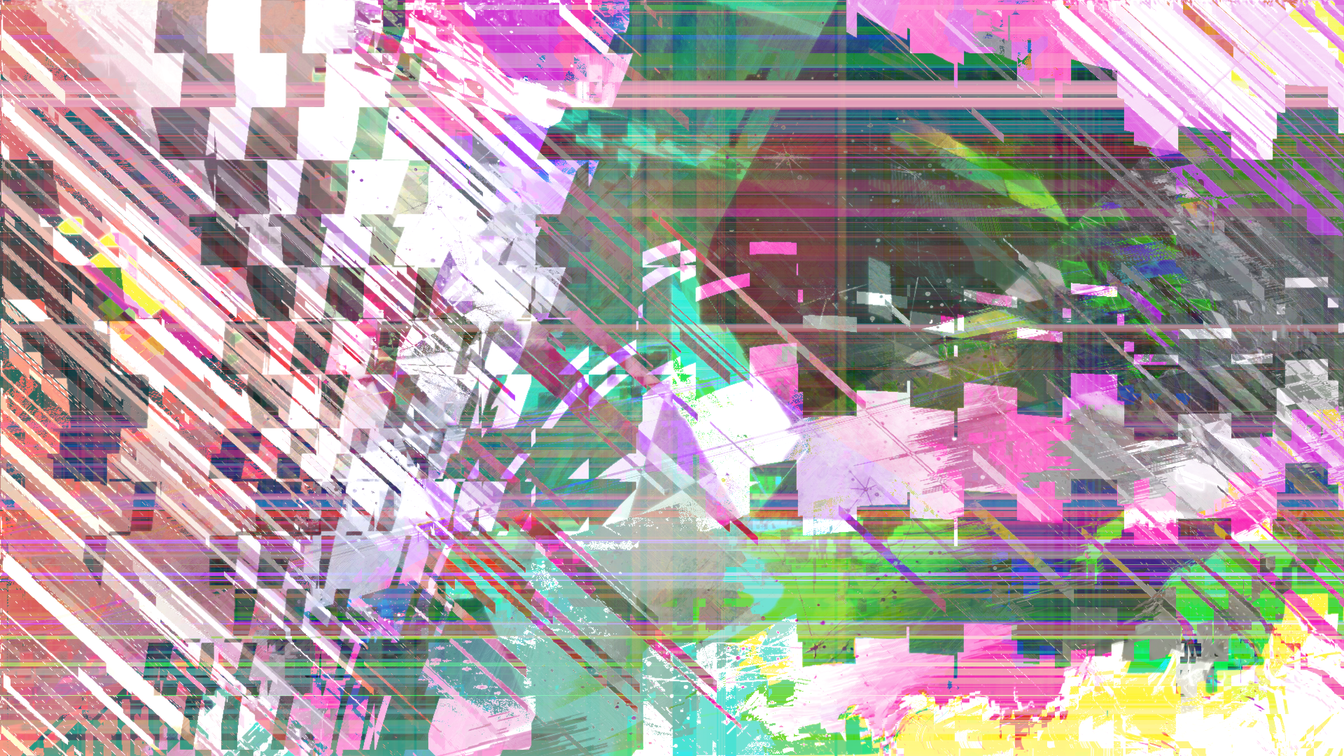 Abstract glitch art with colorful shapes and lines HD Wallpaper
