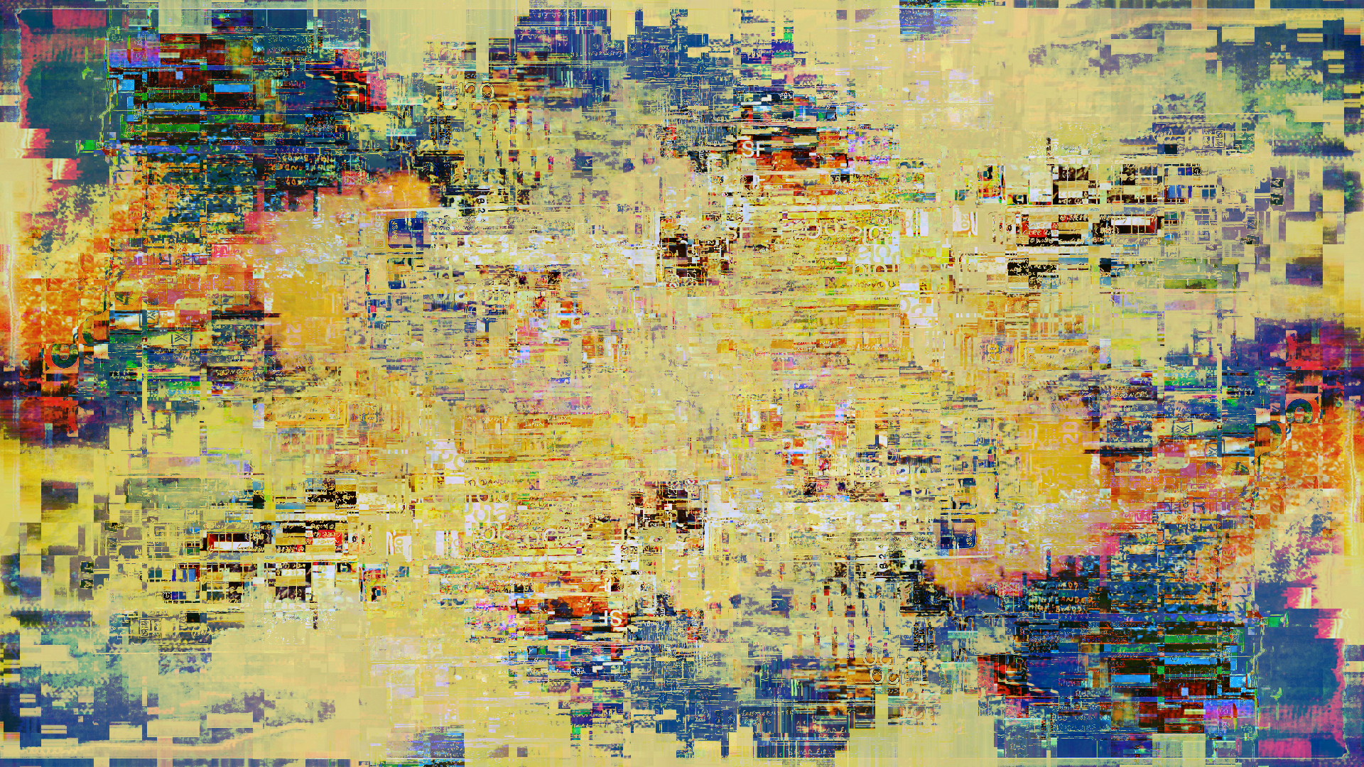 Abstract Glitch Art Cityscape Collage HD Wallpaper