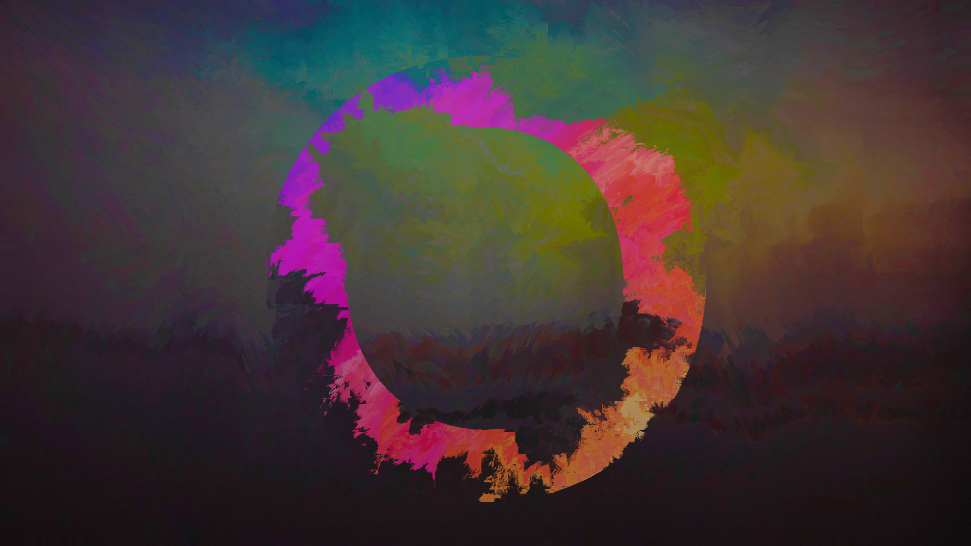 Abstract colorful circle with glitch art effect HD Wallpaper