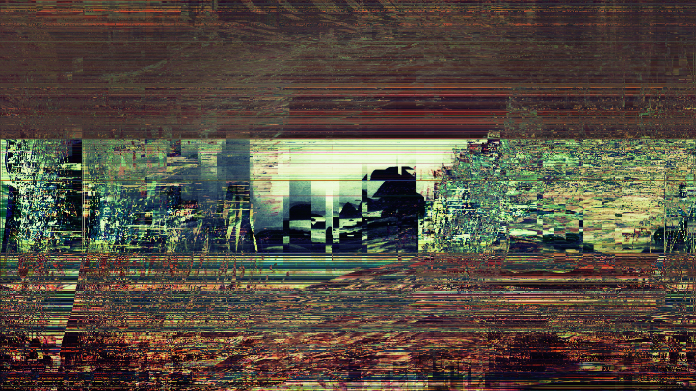 Abstract glitch art cityscape with distorted reflections HD Wallpaper